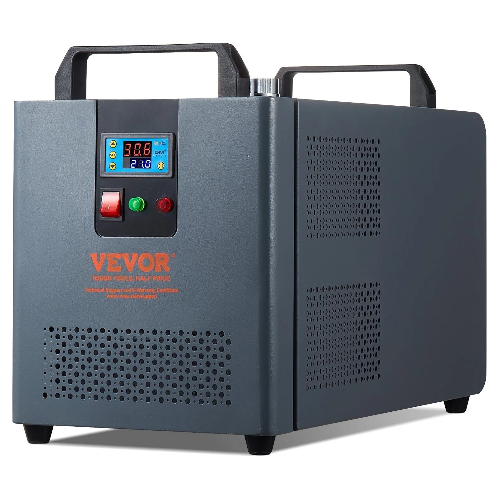 VEVOR Industrial Water Chiller, KH-6000, 200W Industrial Water Cooler Cooling System with Compressor 12 L Water Tank Capacity 7.8 L/min Max Flow Rate, for CO2 Laser Engraving Machine Cooling Machine