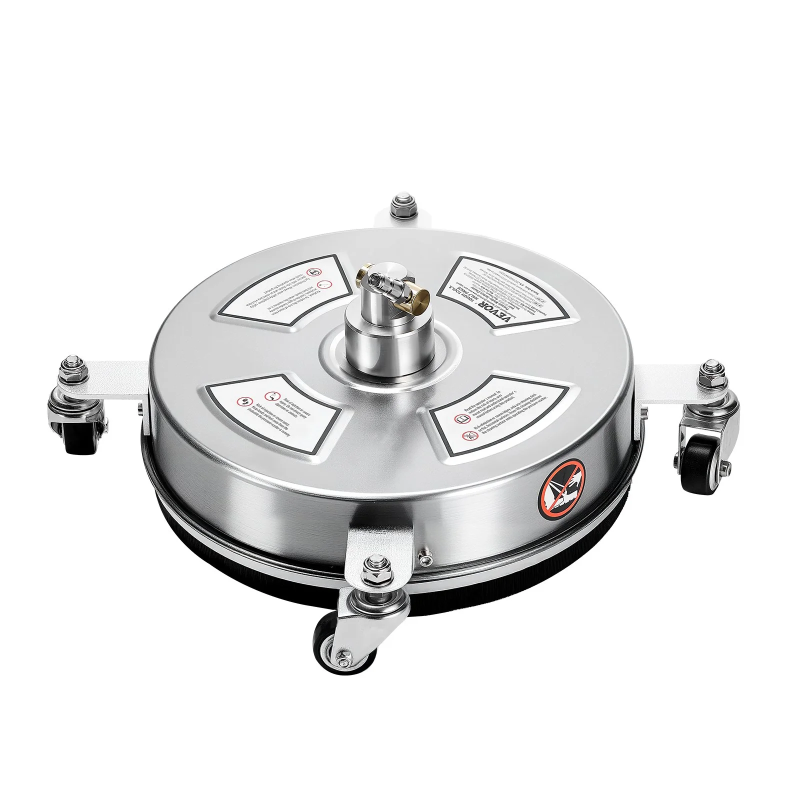 VEVOR 14" Pressure Washer Surface Cleaner, Stainless Steel Pressure Washer Attachments with 4 Wheels, 4000 Max PSI, 1/4 Quick Connector, 2 Spray Nozzles, 2 Extended Wands for Concrete, Patio, Deck