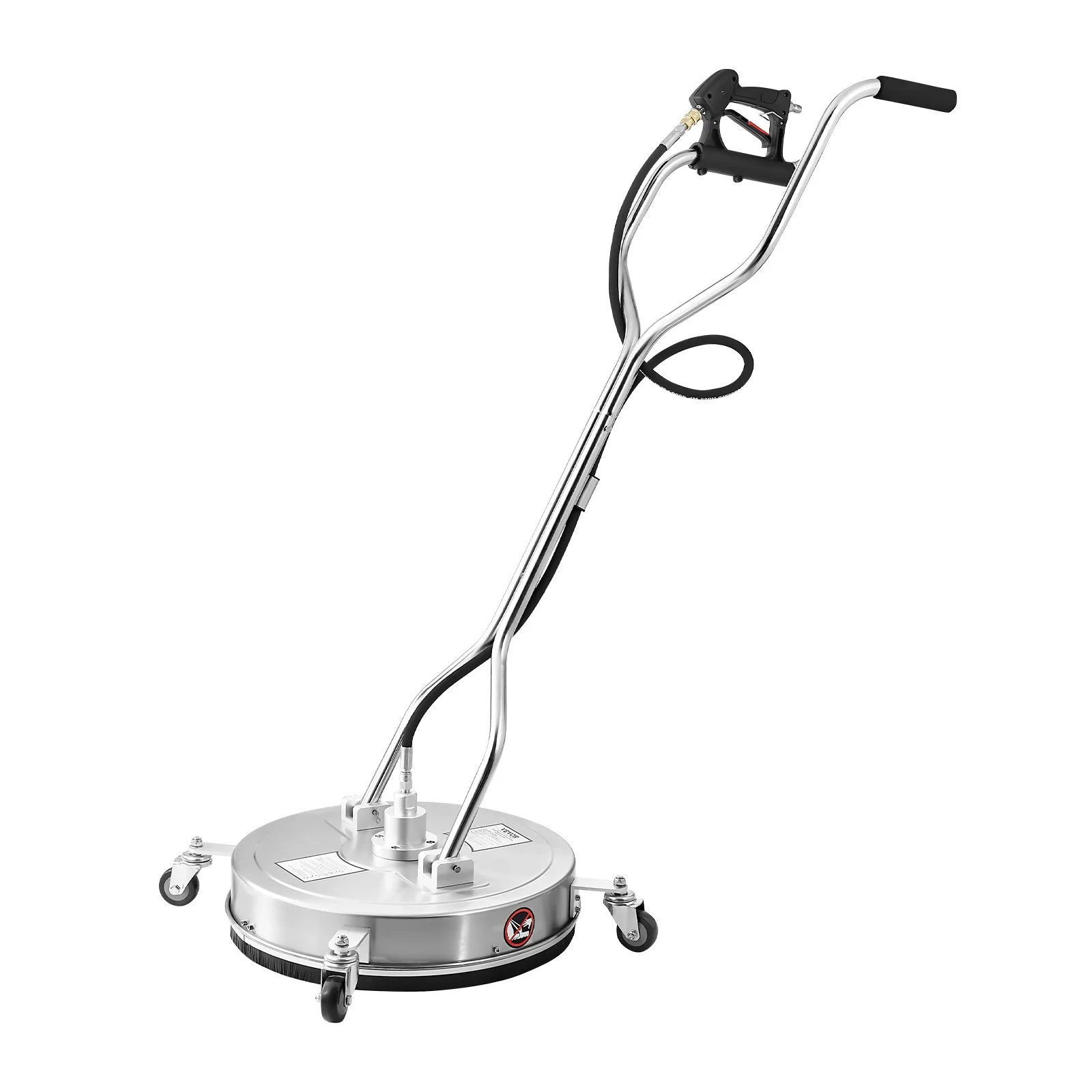 VEVOR 20" Pressure Washer Surface Cleaner, Stainless Steel Pressure Washer Attachments with 4 Wheels, 4500 Max PSI, 3/8 Quick Connector, 2 Spray Nozzles, Dual Handle, for Concrete, Patio, Sidewalk