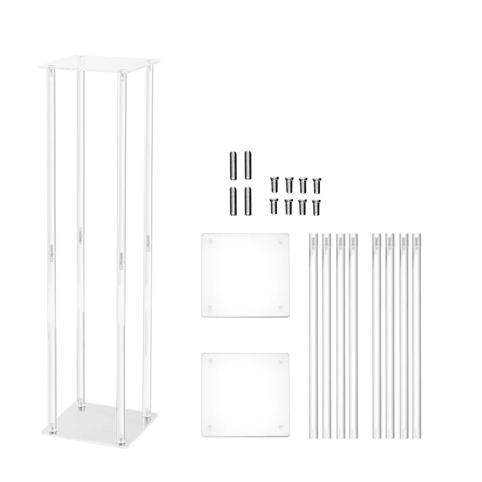 10PCS 23.6inch/60cm High Wedding Flower Stand, With Acrylic Laminate,Acrylic Vase Column Geometric Centerpiece Stands, Floral Display Rack for T-Stage thumbnail 9