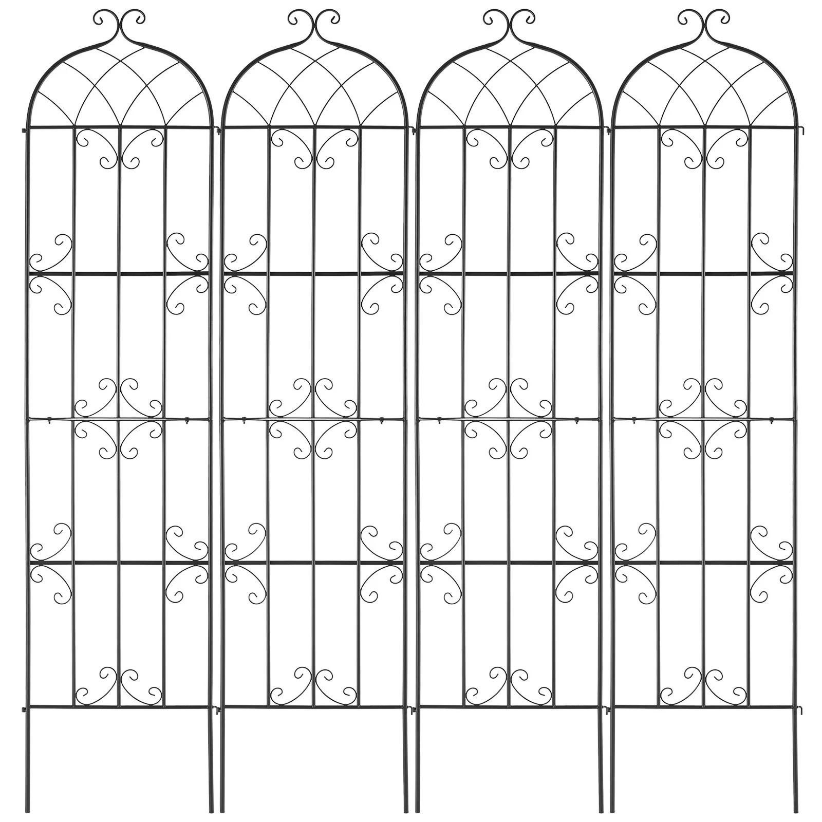 Garden Trellis for Climbing Plants, 87 x 20 in, 4 Packs Rustproof Metal Garden Flower Trellis, Outdoor Climbing Rose Trellis Cucumbers Support, Decorative Clematis Trellis for Courtyards Lawns