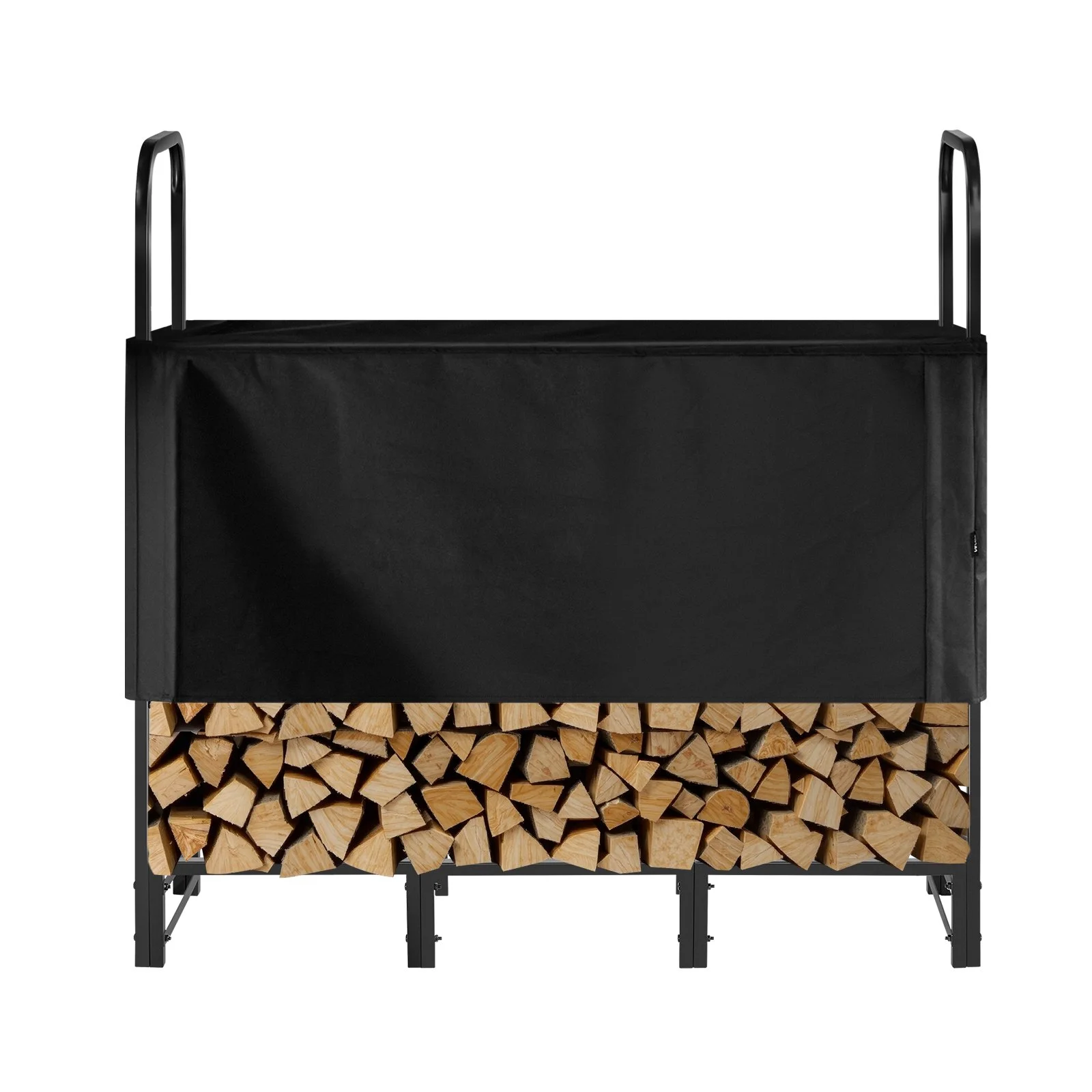 VEVOR Firewood Rack with Waterproof Cover, 1.22m Outdoor Firewood Holder, 1/4 Cord Storage Metal Log Holder, 400lb Max Weight Capacity, Top Covered, Powder-Coated Wood Storage Rack for Fireplace Deck