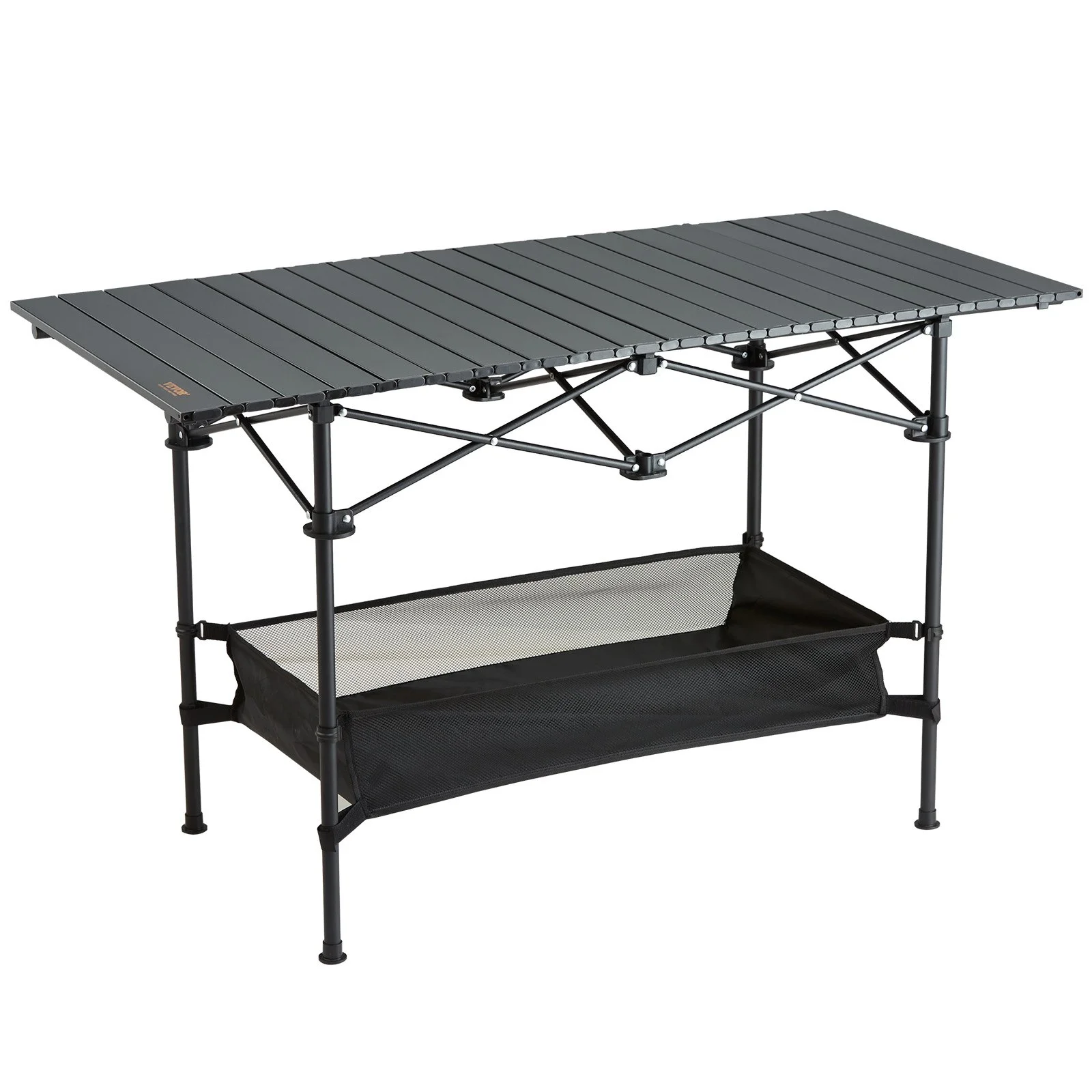 VEVOR Folding Camping Table, Outdoor Portable Side Tables, Lightweight Fold Up Table, Aluminum & Steel Ultra Compact Work Table with Large Storage and Carry Bag, For Beach, Picnic, Travel, 24x16 inch