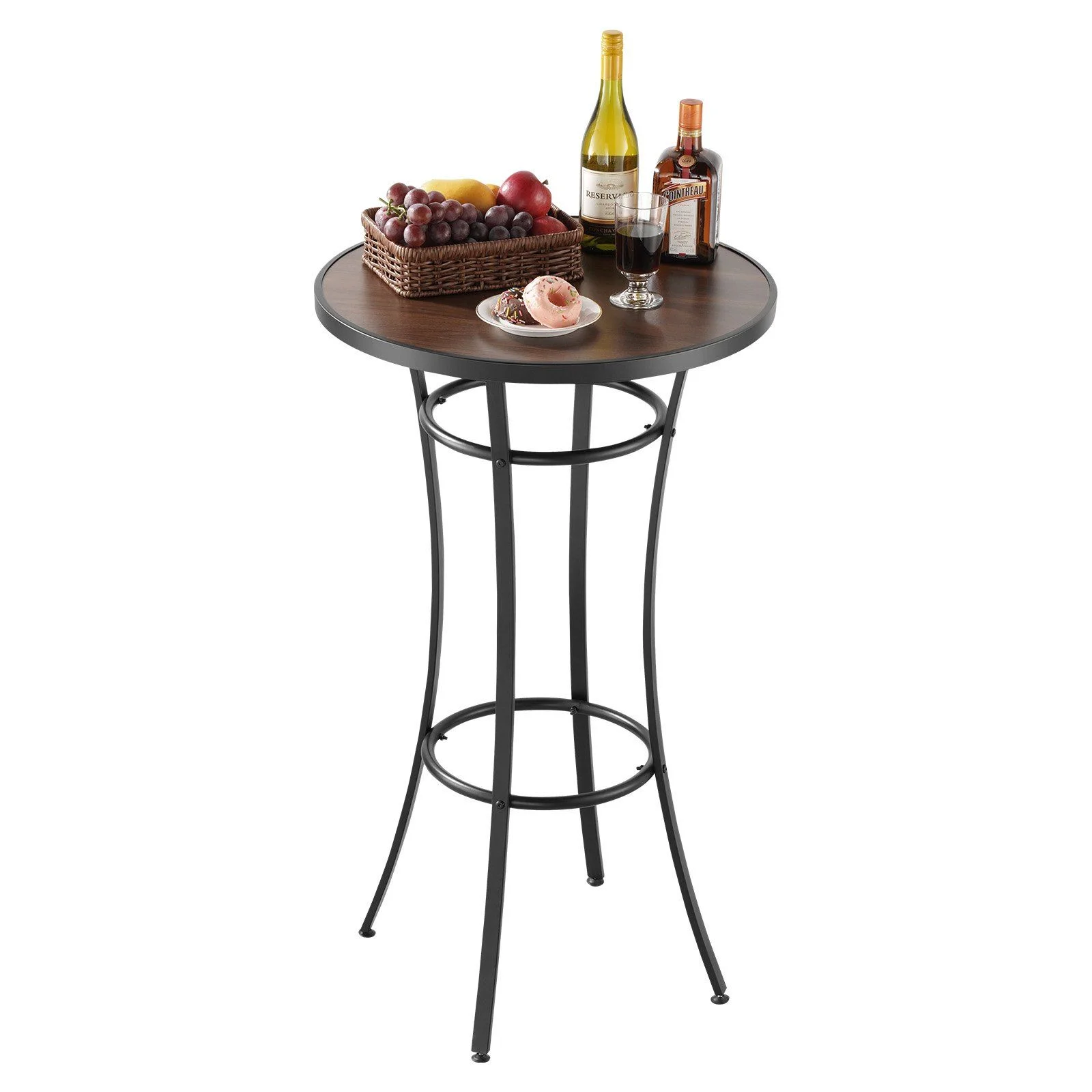 Outdoor Round Bar Table, 60 cm Counter Bar Height Bistro Table, Patio Dining Tables with Easy-to-Clean Top & Sturdy Metal Frame, Indoor High Top Pub Tables for Small Places, Kitchen
