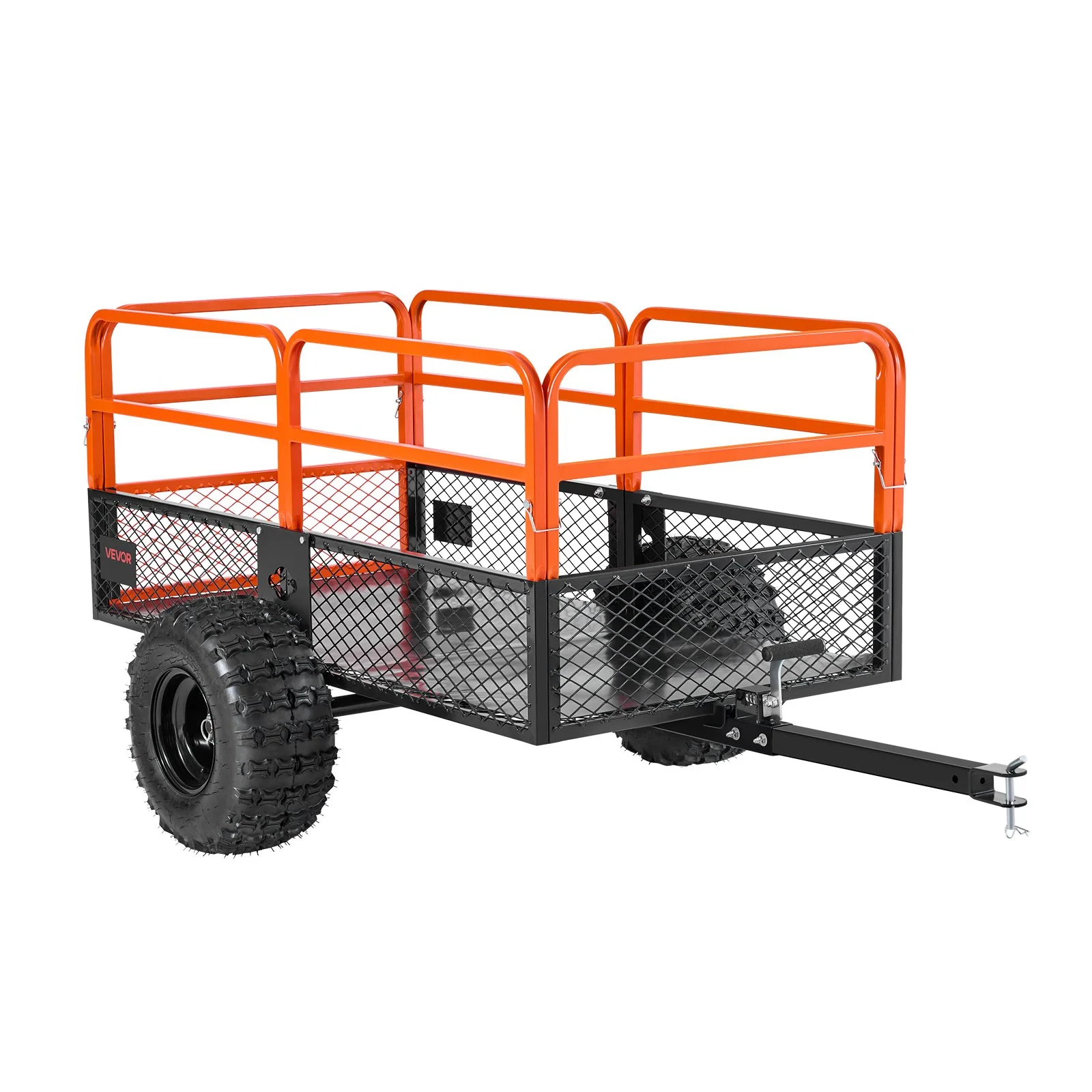 VEVOR Garden Utility Trailer, 28 Cu. Ft. & 800 kg, ATV UTV Trailer, Tow Behind Steel Dump Trailers, Removable Rear Panel, Heavy Duty Pull Behind Yard Trailers for Lawn Mower Tractor Garden Waste