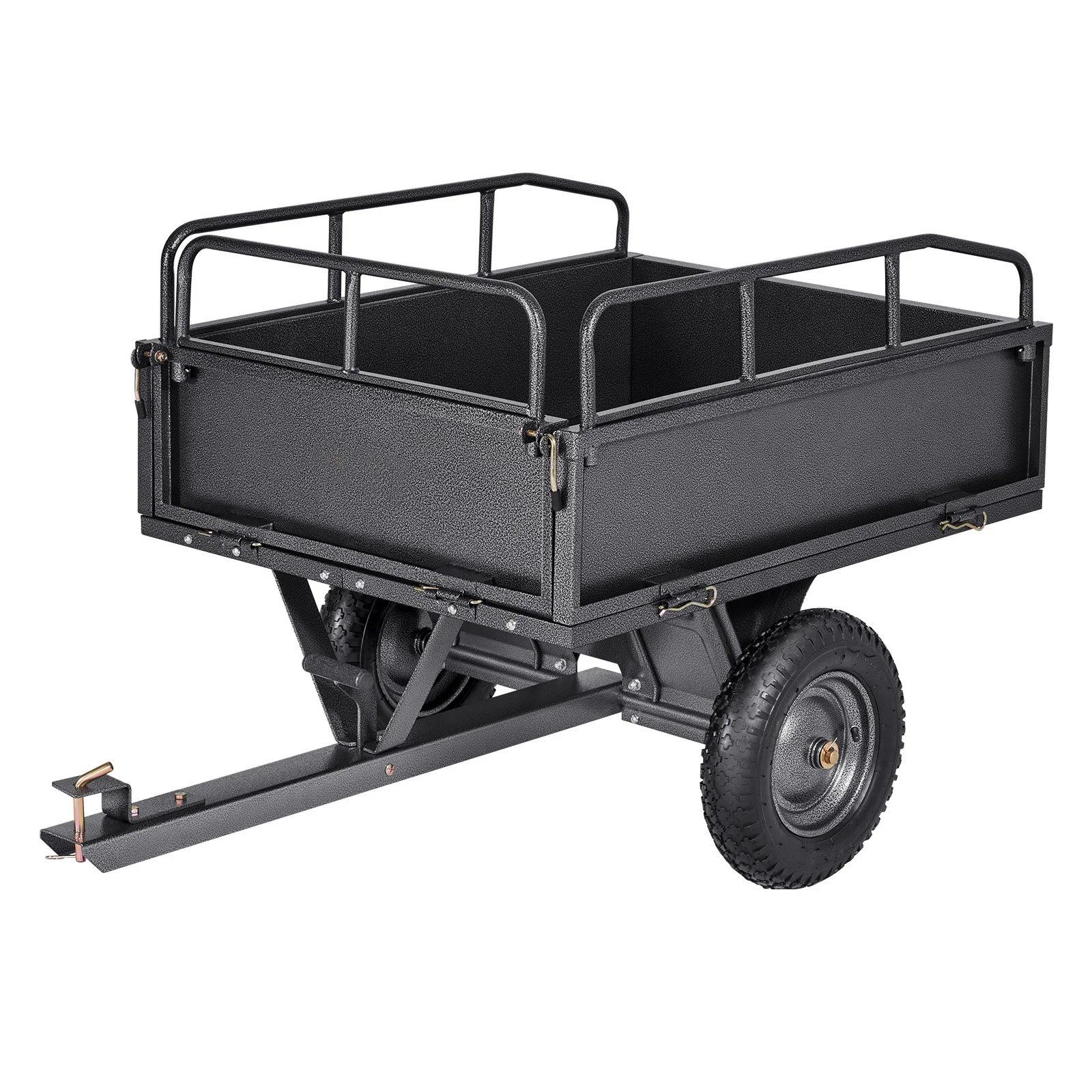 VEVOR Garden Utility Trailer, 10 Cu. Ft & 227 kg Capacity, ATV UTV Hauling Trailer, Tow Behind Steel Dump Cart with 14" Tires, Hand Pull or Foot Pedal, Heavy Duty Yard Trailers for Lawn Mower Tractor