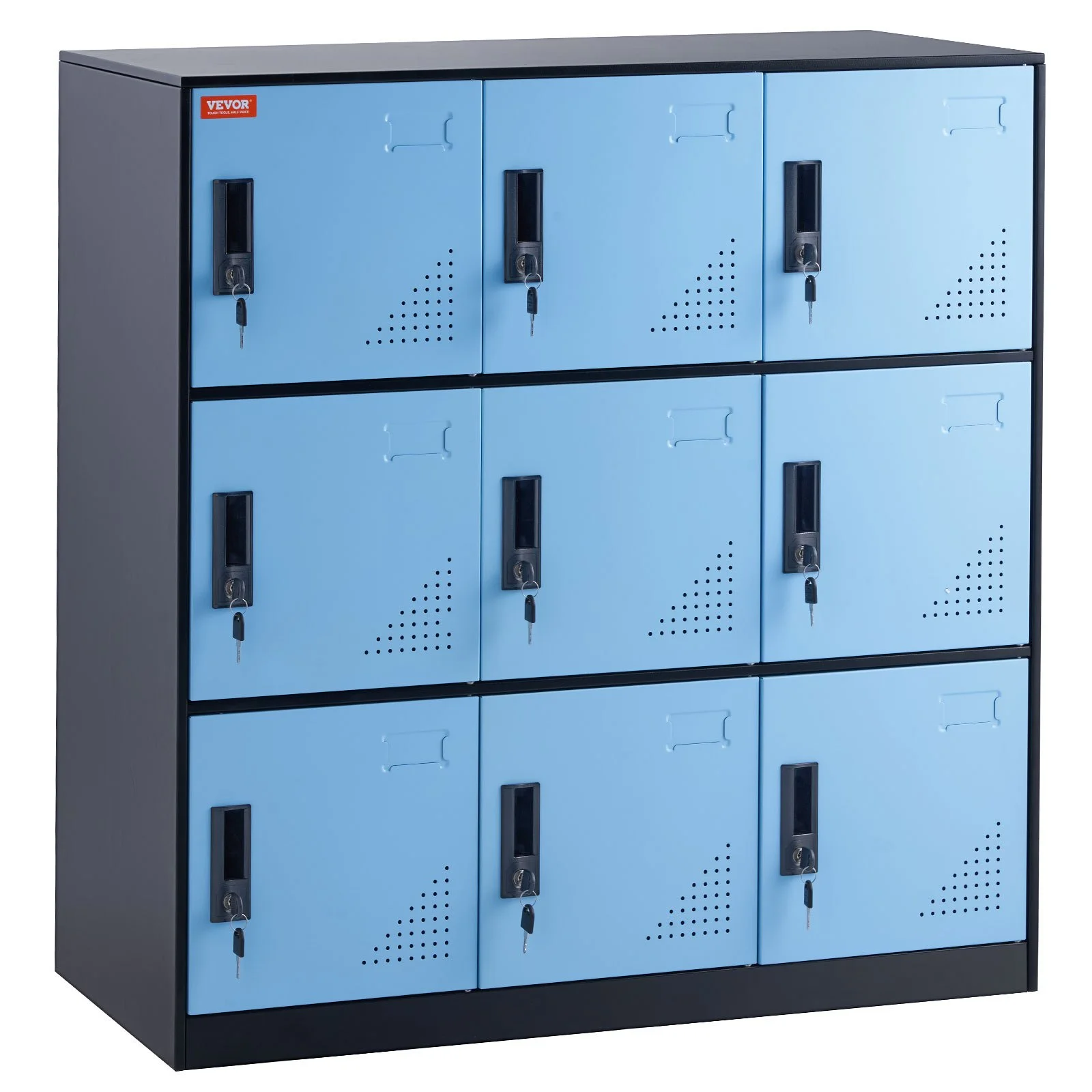 VEVOR 9 Doors Metal Storage Cabinet Employees Steel Storage Cabinet Office Black