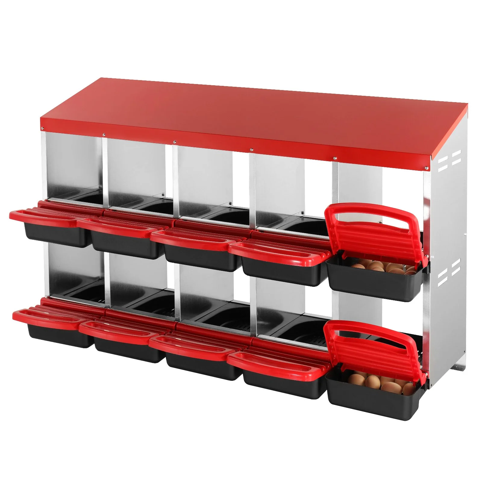 VEVOR 10-Compartment Chicken Nest Box Mental Box with Inclined Nesting Boxes