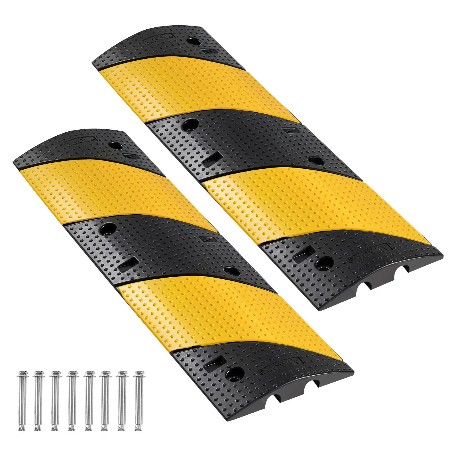 1000MM Rubber Speed Bump, 2 Pack, 2 Channel Heavy Duty Traffic Speed Hump, 9,979 kg/Axle Load Capacity, Cable Protector Ramp with Expansion Screws, for Asphalt Concrete Gravel Driveway and Road