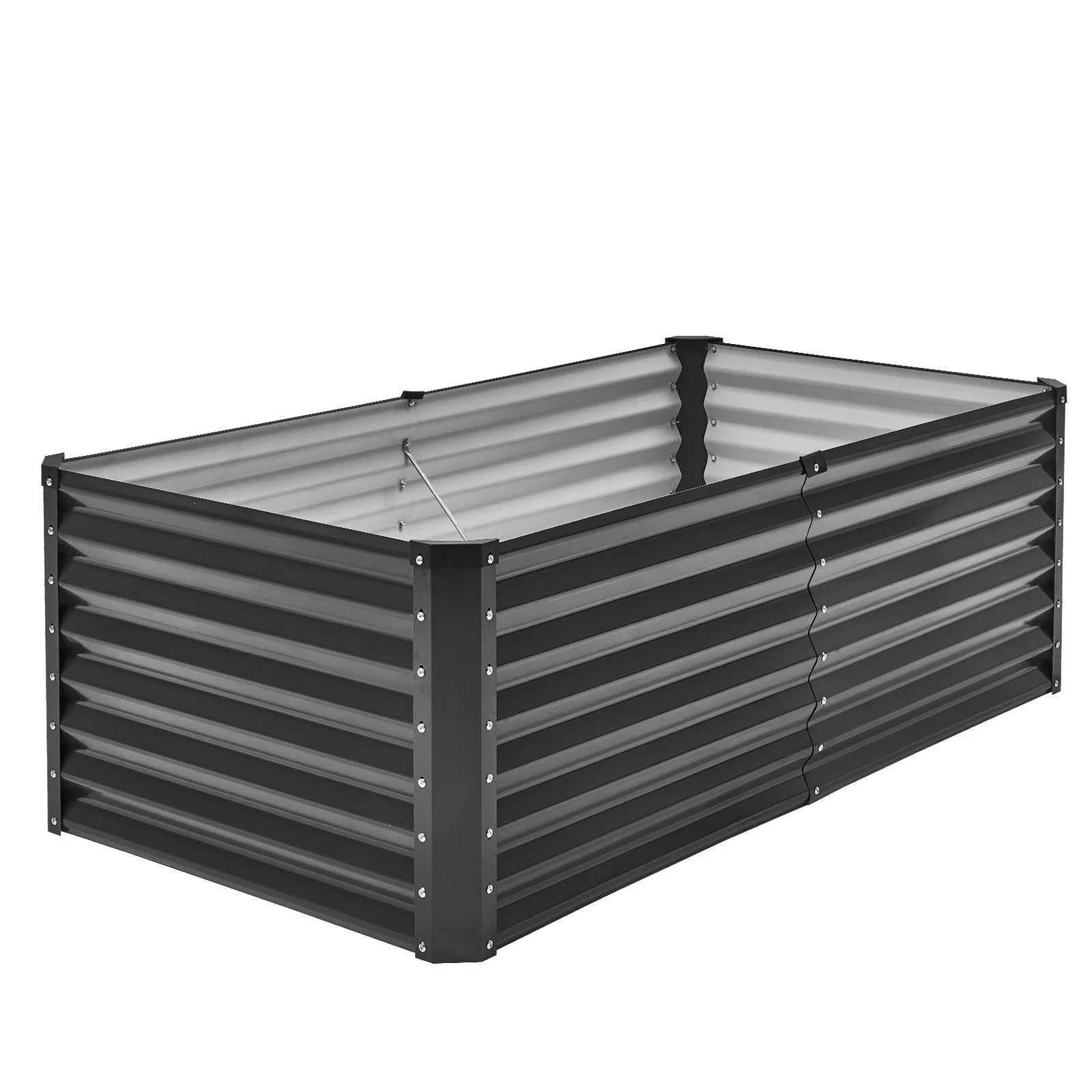 VEVOR Metal Raised Garden Bed, 6 x 3 x 2 ft Outdoor Galvanized Planter Box, with Open Bottom, Large Planter Raised Bed for Gardening Vegetables, Flowers, Herbs, and Succulent Plants, Dark Gray