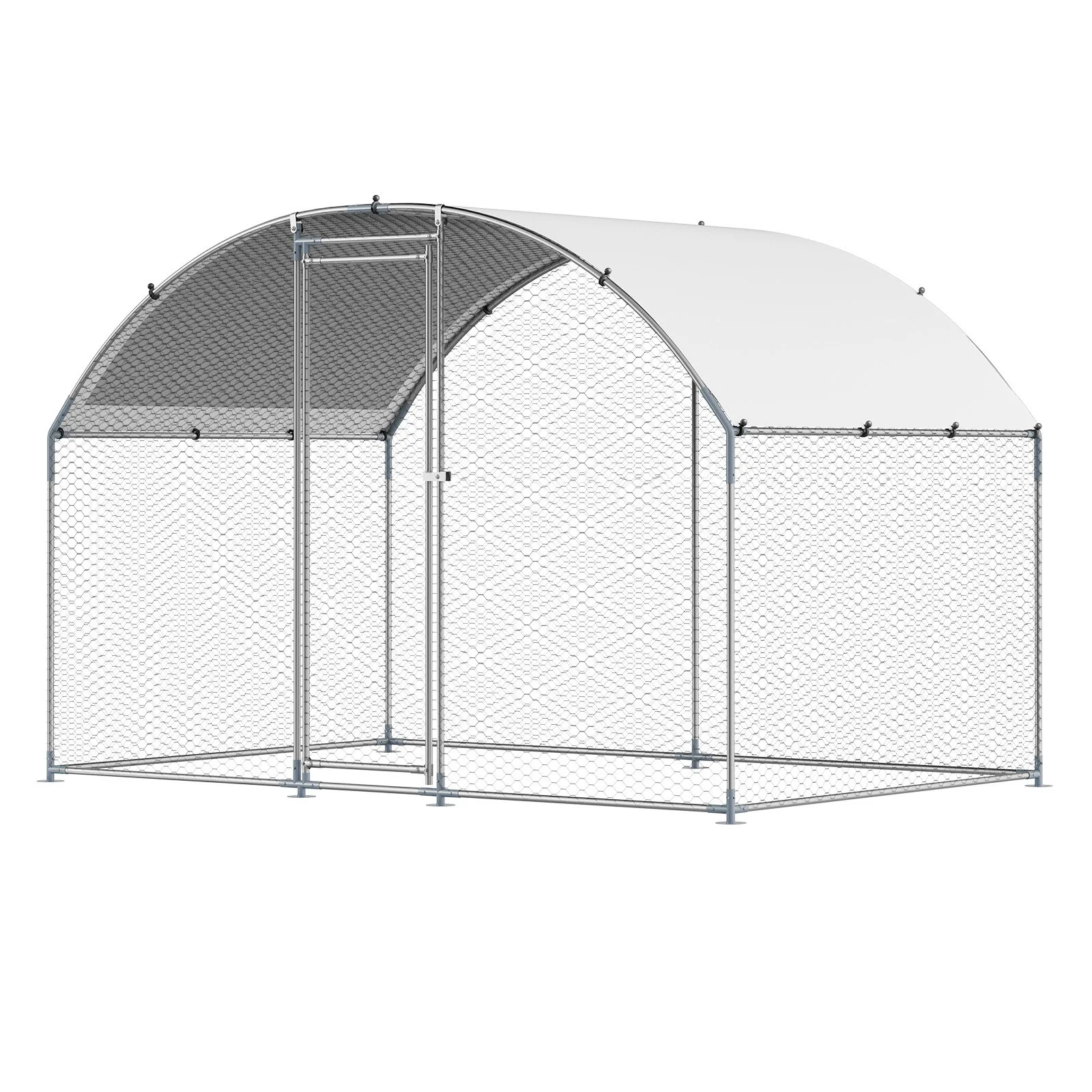 VEVOR Metal Chicken Coop, 9.8x6.5x6.5ft Large Walk-in Chicken Runs with Cover, Doom Roof Hen House Enclosure with Security Lock, Outdoor Duck Rabbit Cage Poultry Pen for Backyard, Farm, Yard