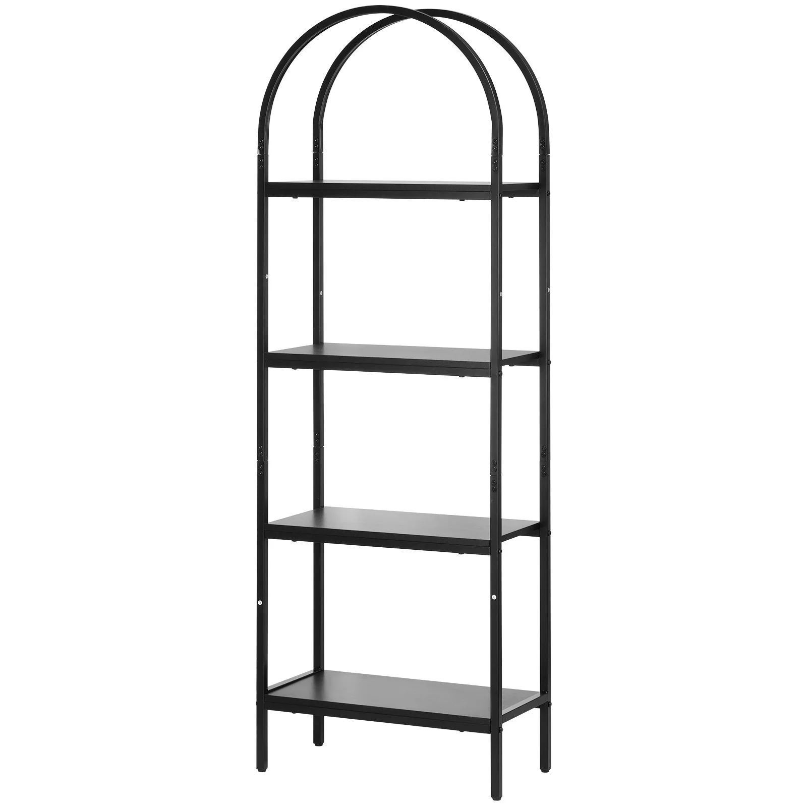 Metal Bookshelf, 4-Tier Arched Industrial Bookshelf, Small Rustic Vintage Storage Bookcase with Open Shelves, Freestanding Display Shelving Unit Storage Rack, for Living room, Bedroom & Office