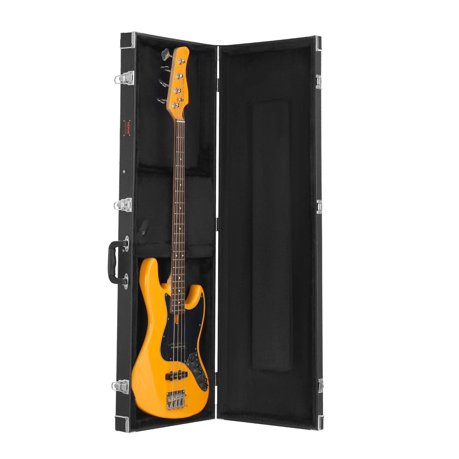 VEVOR Bass Guitar Hard Case, 1220 mm Rectangular Guitar Hard Case, With Lock Latch Keys Handle, PVC Padding Soft Lining Water-Resistant Hard Shell Guitar Case, for 990-1180 mm Bass Guitars, Black