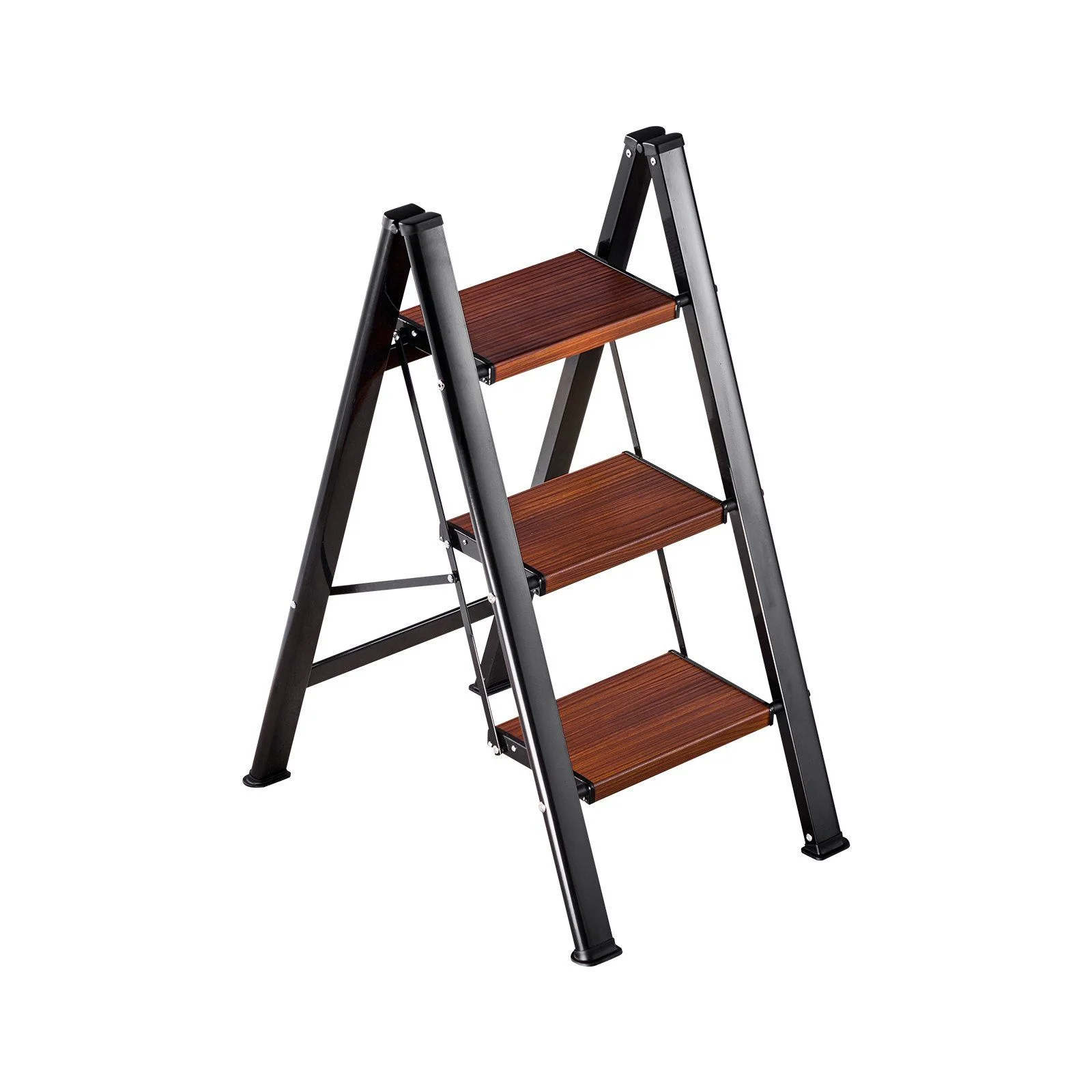 3 Step Ladder, Folding Step Stool with Wide Anti-Slip Pedal and Comfort Handgrip, Lightweight 150 kg Capacity Portable Aluminum Plant Support, Multi-Use for Adults, Home Repairing, Cleaning