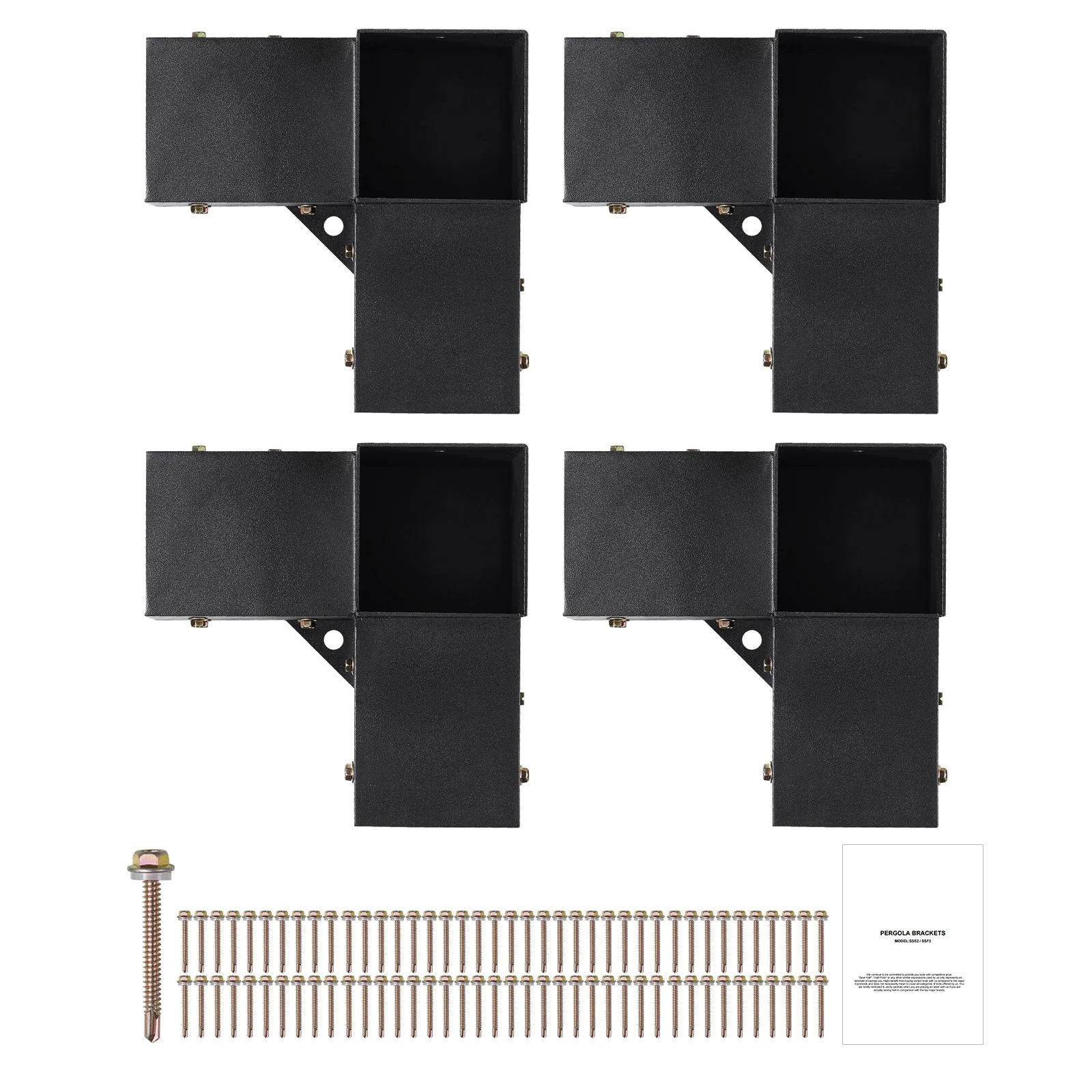 Pergola Bracket Kit 4''x4''(Inner Size 3.6x3.6), 4pcs 3-Way Heavy Duty Corner Bracket Woodworks DIY Post Base Kit, Easy Installation Wooden Beams for Gazebos, Patio Pergolas, Log Cabin Outdoor
