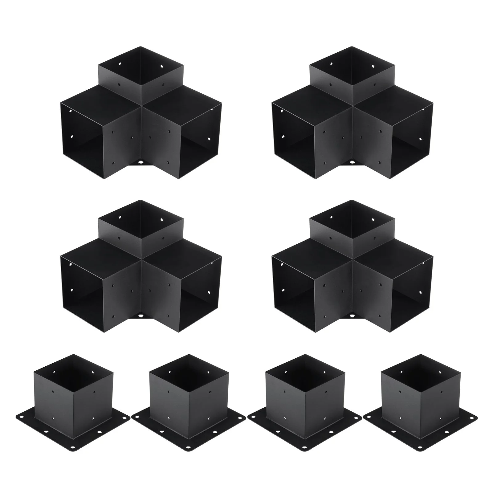 VEVOR Pergola Bracket Kit 152.4 x 152.4 mm, 8pcs 3-Way Heavy Duty Corner Bracket Woodworks DIY Post Base, Easy Installation Wooden Beams for Gazebos, Patio Pergolas, Log Cabin Outdoor Pergola Hardware