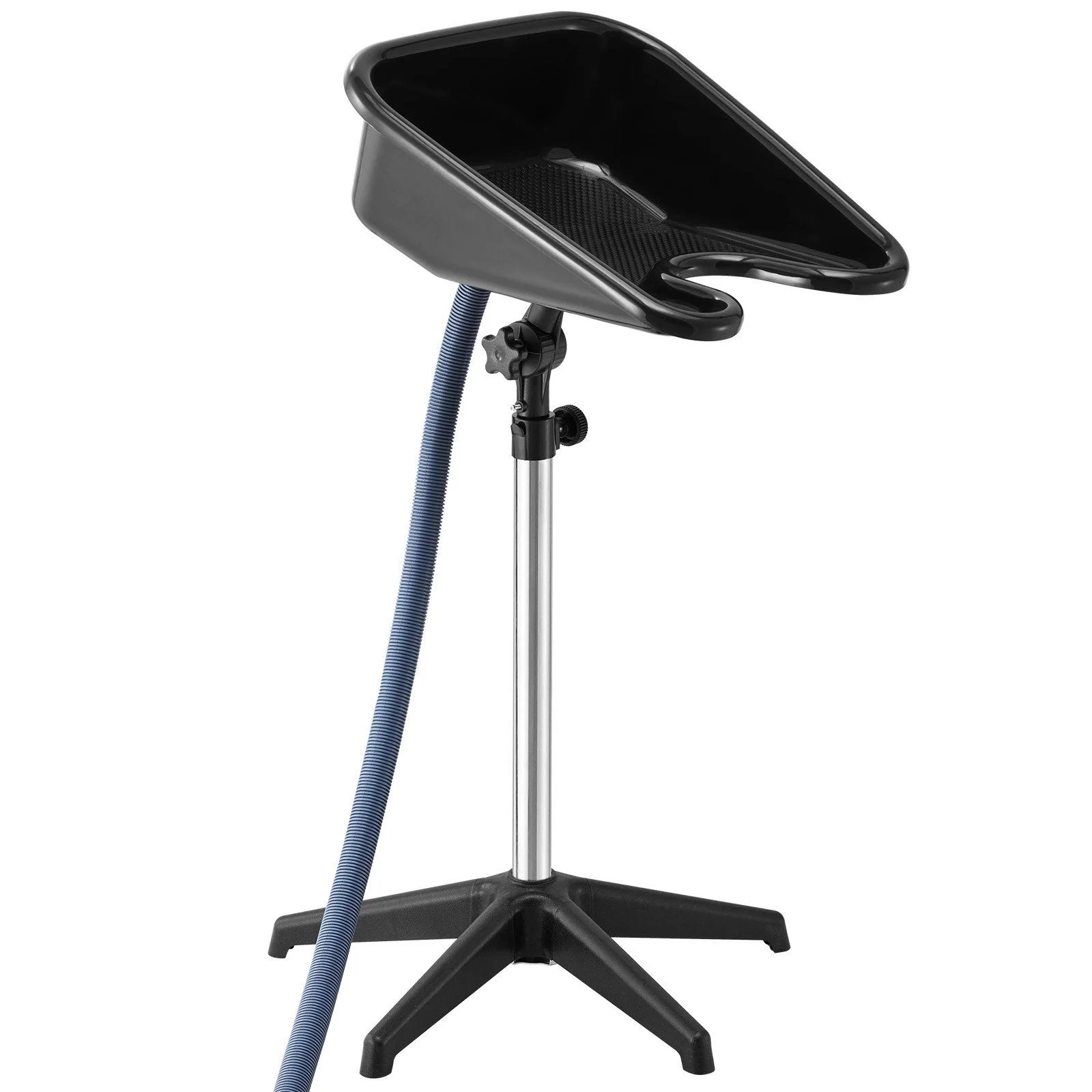 Portable Shampoo Bowl, Shampoo Sink with Adjustable Height & Angle, Salon Hair Wash Sink with Drain Hose and Star-Shaped Support Base for Barbershop Beauty Spa Center Home Use