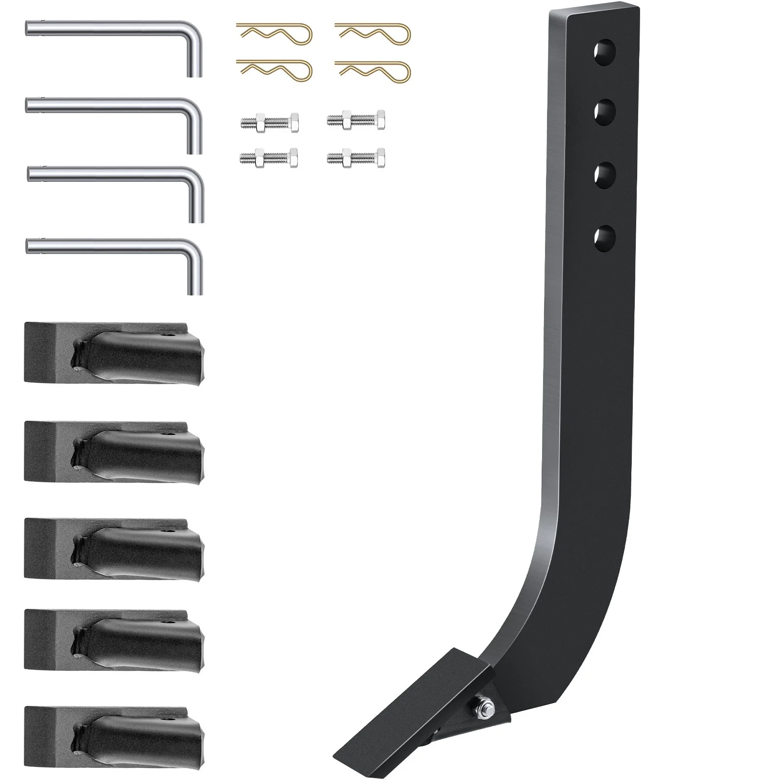 VEVOR Box Blade Shank, 46.4cm Scarifier Shank, 4 Holes Box Scraper Shank, Ripper Shank with Removable Tapered Teeth and Pins, Adjustable Shanks Assembly for Replacement, Digging, Plowing, 4PCS