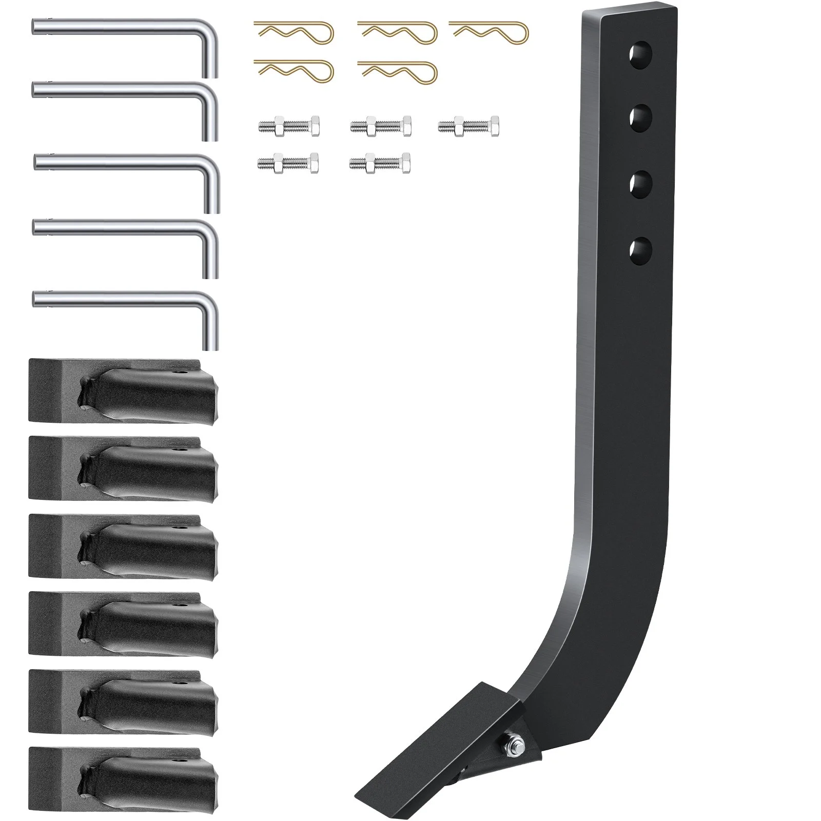 VEVOR Box Blade Shank, 46.4cm Scarifier Shank, 4 Holes Box Scraper Shank, Ripper Shank with Removable Tapered Teeth and Pins, Adjustable Shanks Assembly for Replacement, Digging, Plowing, 5PCS