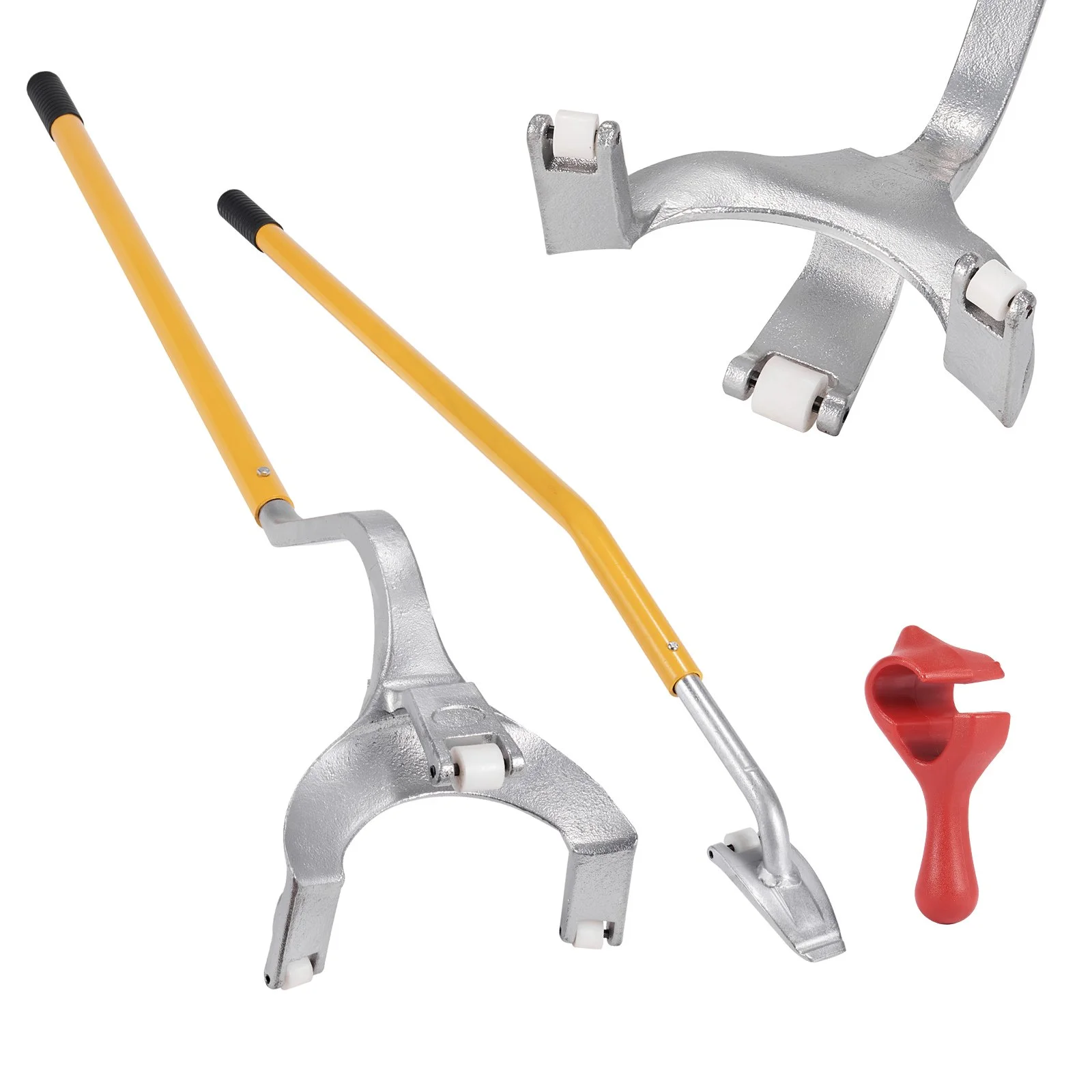 Tire Mount Demount Tool, 571- 622 mm Manual Steel Tire Changer Mount Demount Removal Tool, with Extra Bead Holder, Tubeless Truck Bead Breaker, 3 PCS Tire Changing Tools, Orange