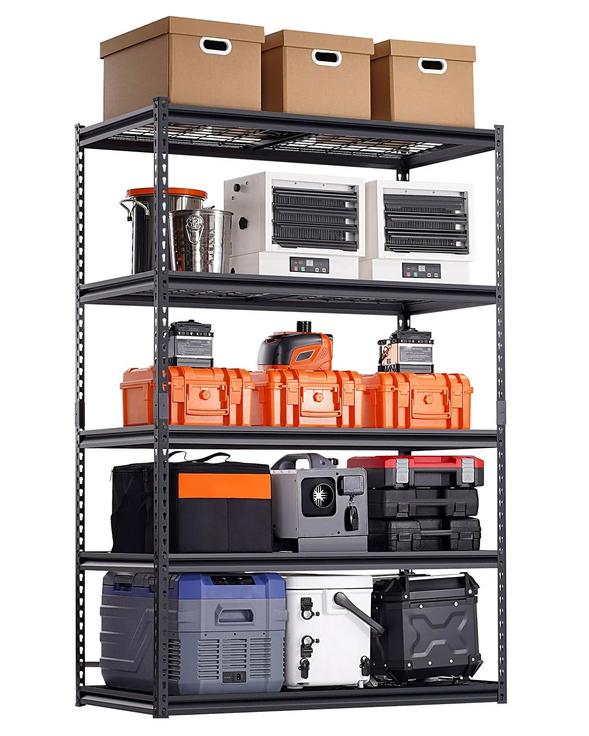 Storage Shelves, 1361 kg, 5 Tier Heavy Duty Garage Shelving, 609.6 x 1219.2 x 1828.8 mm Adjustable Metal Shelves for Industrial Shelving Unit Utility Shelf, for Kitchen, Warehouse, Basement