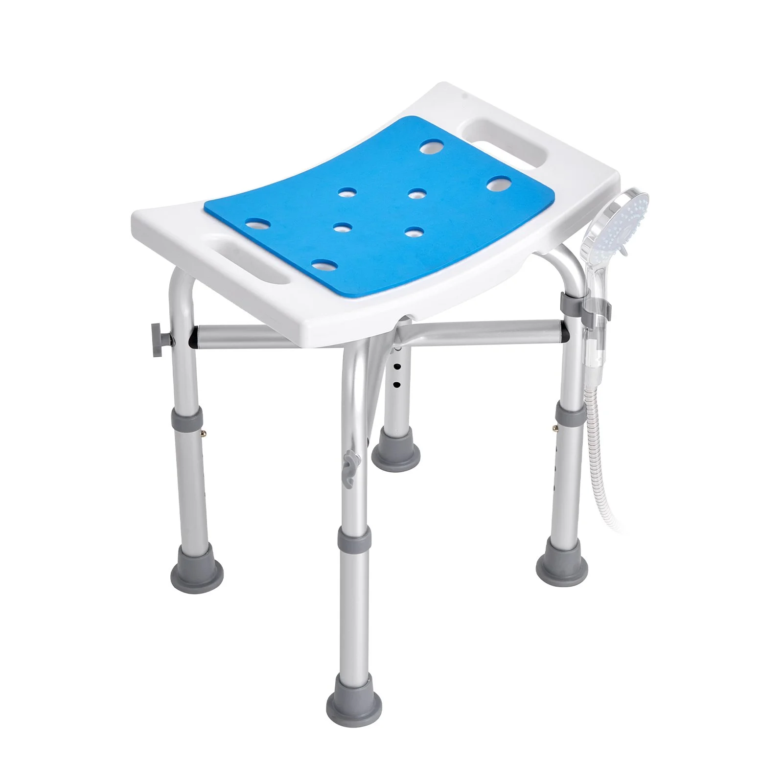 VEVOR Shower Chair, Adjustable Height Shower Stool with Crossbar Support, Shower Seat for Inside Shower or Tub, Non-Slip Bench Bathtub Stool Seat for Elderly Disabled Handicap, 226.8 kg Capacity