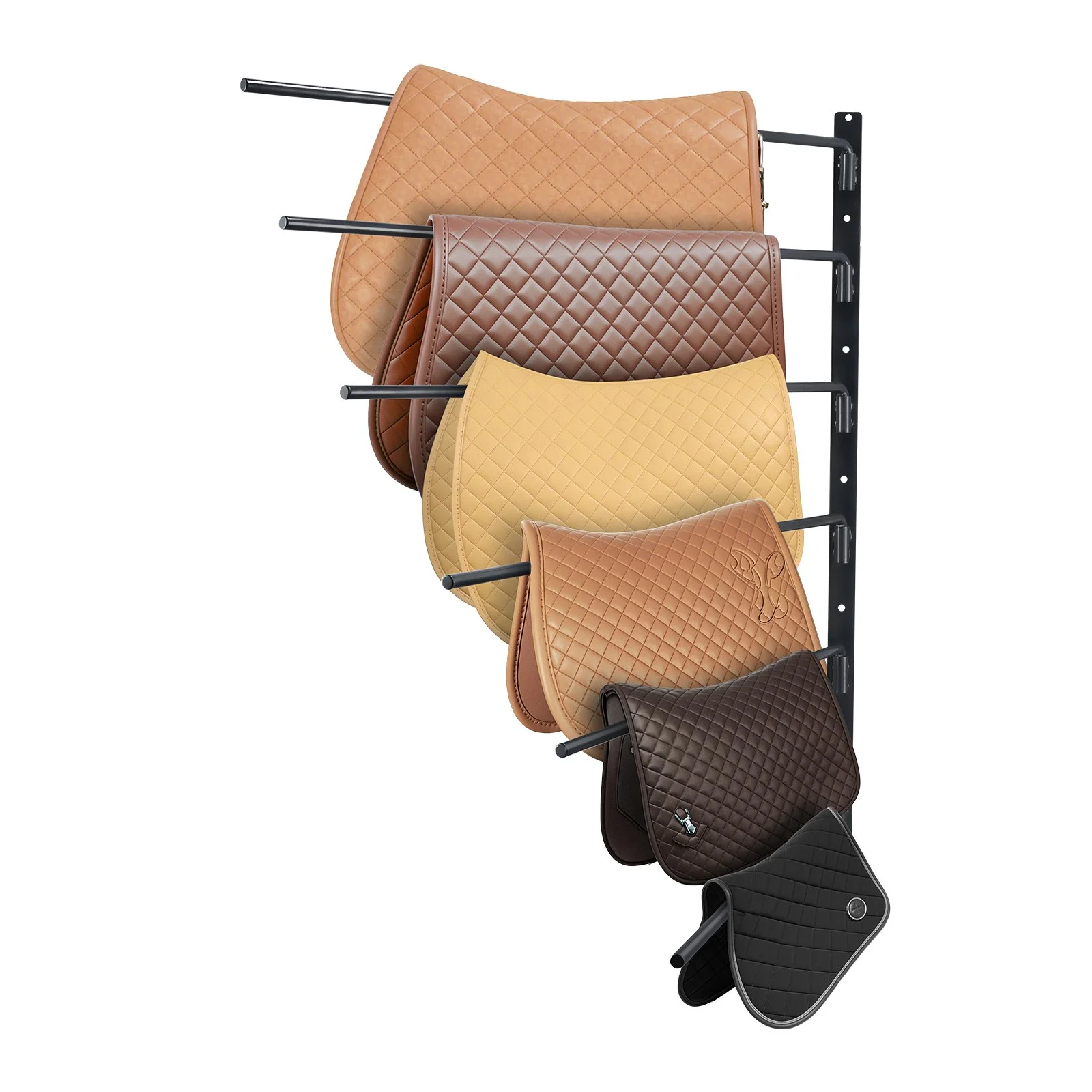 VEVOR Wall Mounted Saddle Rack, 30.9 x 29.9 x 5.5 in, Swing Out Saddle Holder, Six Tiers Horse Saddle Stand, Space Saving Horse Pad and Blanket Rack for Tack Room Organization Trailer Accessories