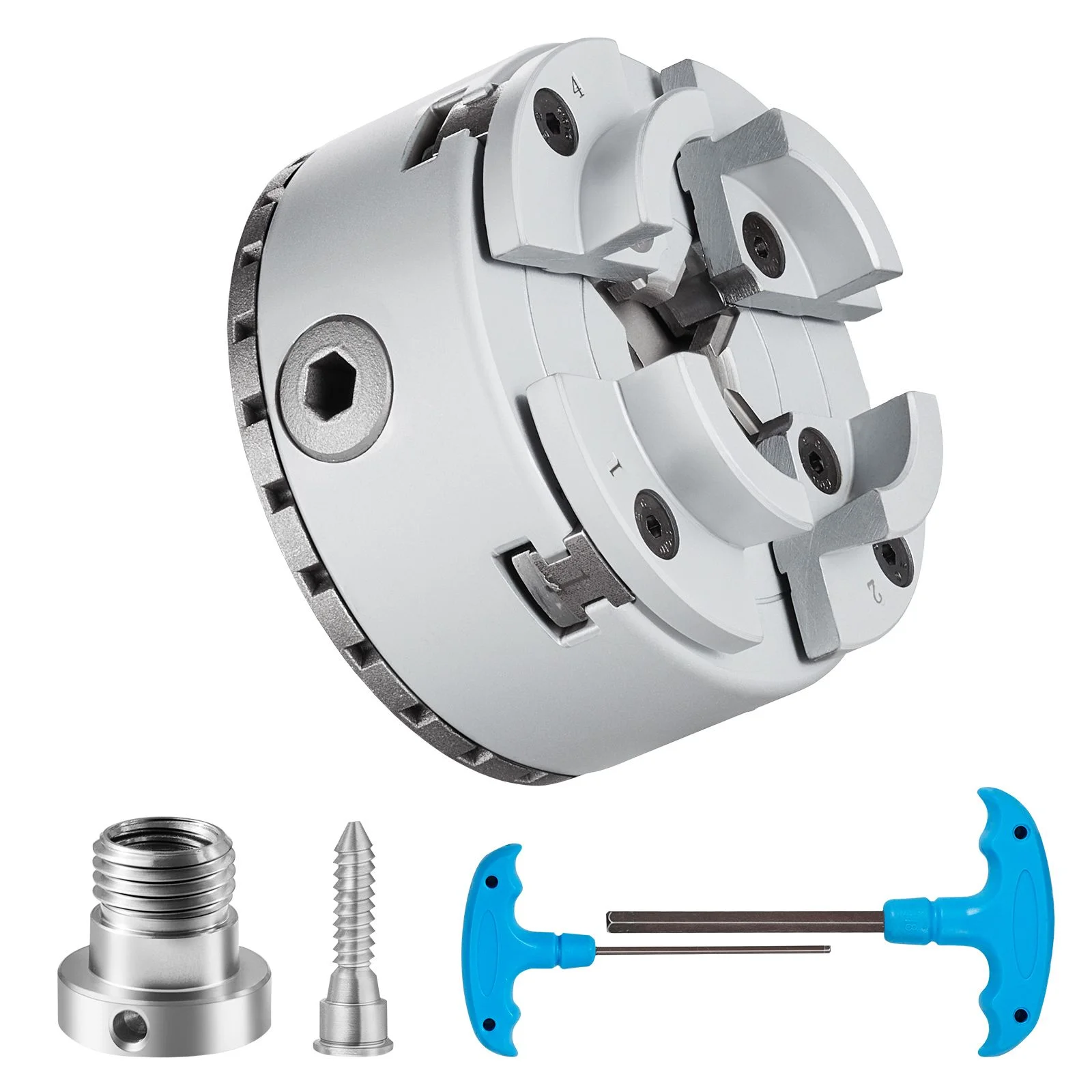 KP2-3/4 Lathe Chuck, 4-Jaw 70 mm Diameter, Metal Lathe Chuck Turning Machine Accessories, Self-centering Tool, for Lathe, Precision Machining, Grinding Machines, Milling Machines