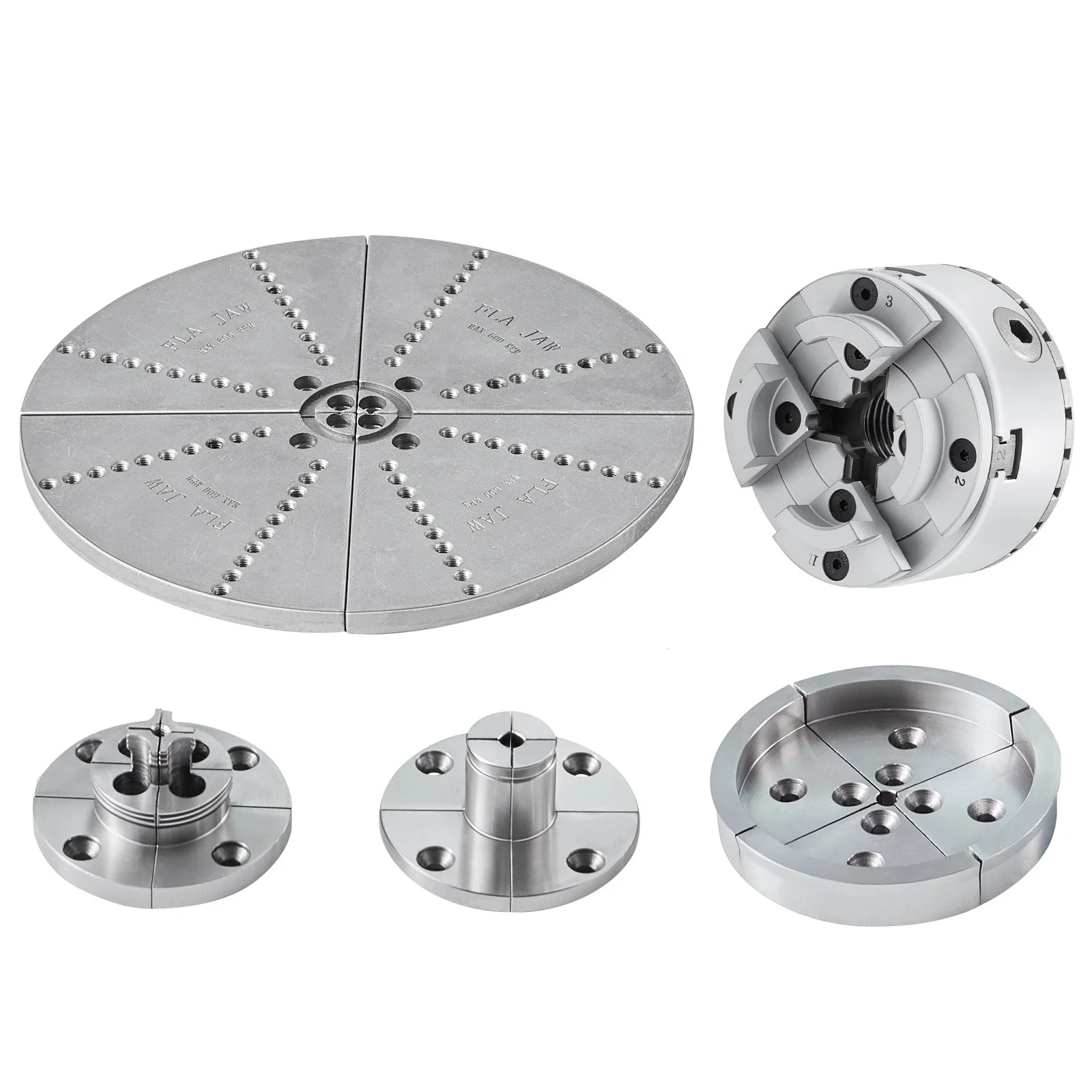 VEVOR KP965 Lathe Chuck, 4-Jaw 96 mm Diameter, Metal Lathe Chuck Turning Machine Accessories with 5 Sets of Jaws, Self-centering Tool, for Precision Machining, Grinding Machines, Milling Machines