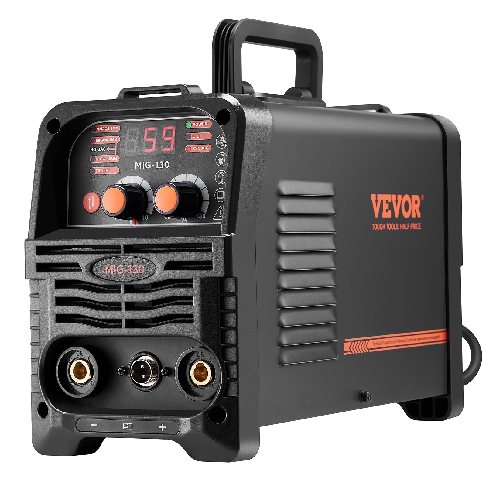 MIG Welder, 130Amp Synergic Mig Welding Machine, 3-in-1 Flux Core MIG/Stick/Lift TIG Multi-Process Welder Machine, Portable Mig Welder with IGBT Inverter Technology & Digital Display Screen