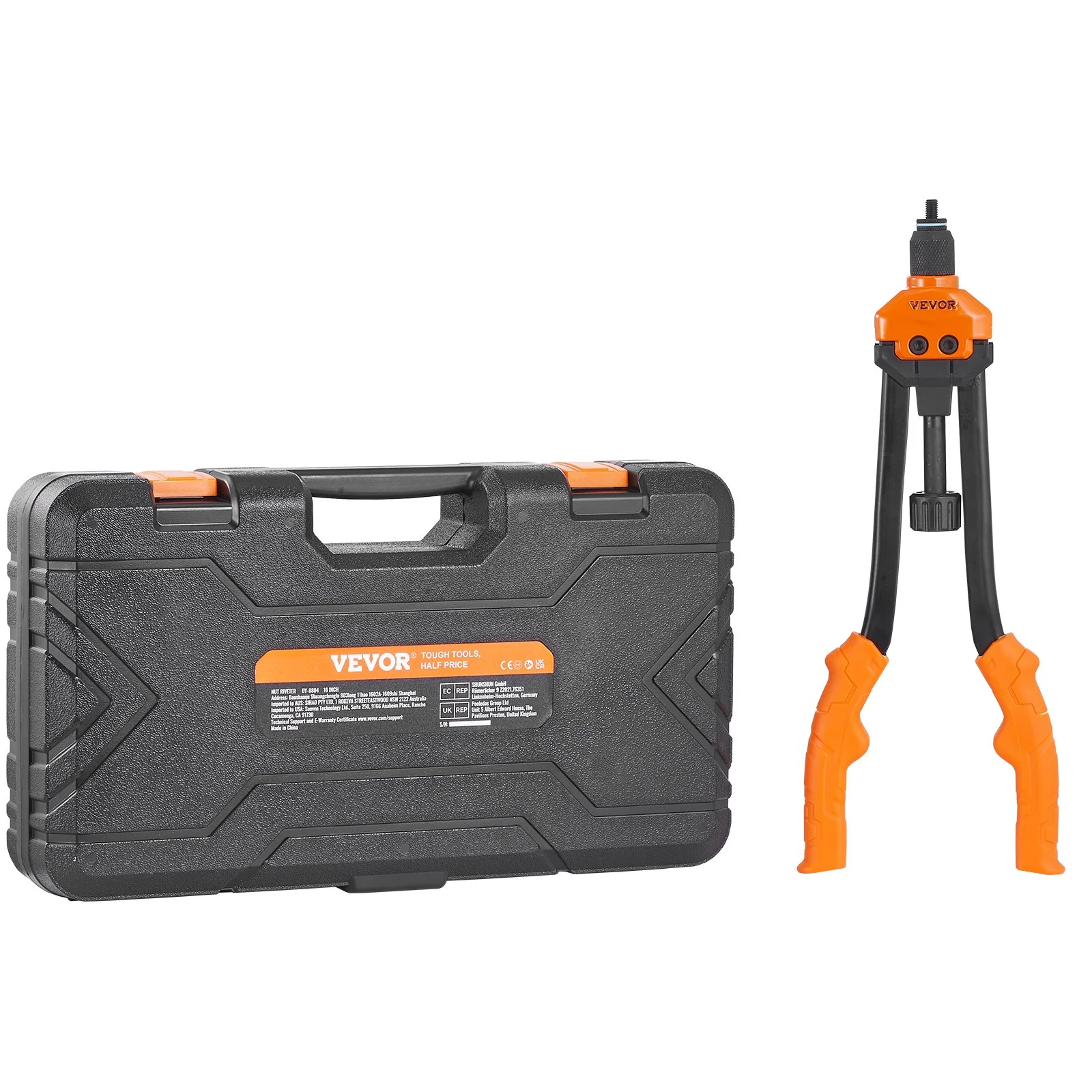 Rivet Nut Tool, 16” Rivnut Tool Kit with 13PCS Metric and SAE Mandrels, 186PCS Rivet Nuts, M3, M4, 10-24, M5, M6, 1/4-20, 8-32, 5/16-18, M8, 3/8-16, M10, M12, 1/2-13, With Carrying Case