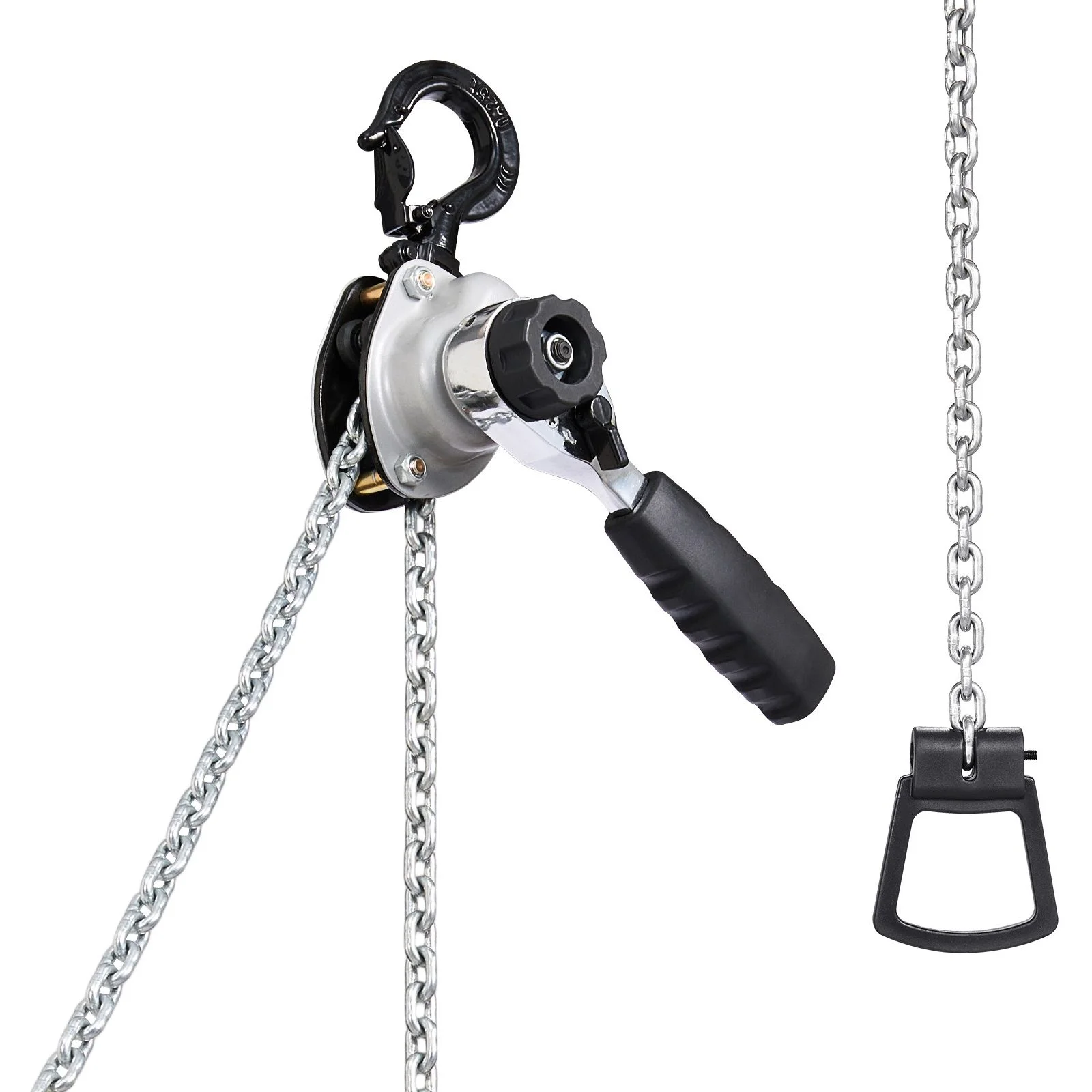 Manual Lever Chain Hoist, 1/2T 500KG Capacity Heavy Duty Come Along, 6M Lift G80 Alloy Steel Chain With Dual Pawl Mechanical Brake, 360° Rotating Hooks, for Warehouse Construction Garage