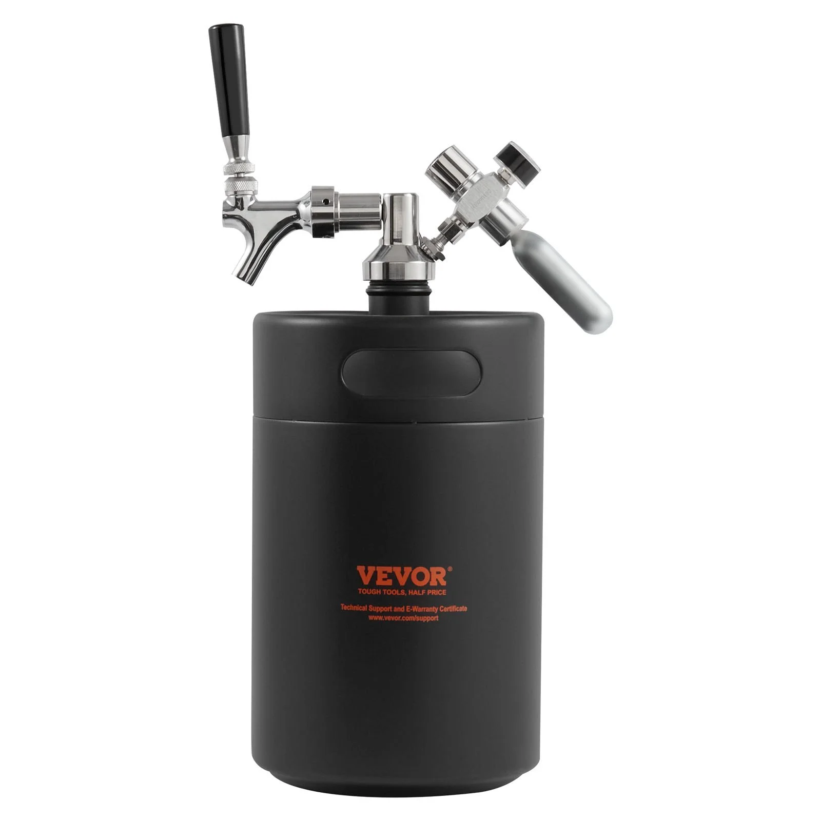 VEVOR Beer Growler Tap System, 5L Mini Keg, 304 Stainless Steel Pressurized Beer Growler, Keg Growler with Pressure Display, CO2 Regulator Faucet, Leak-Proof Ring For Draft, Homebrew, Craft Beer