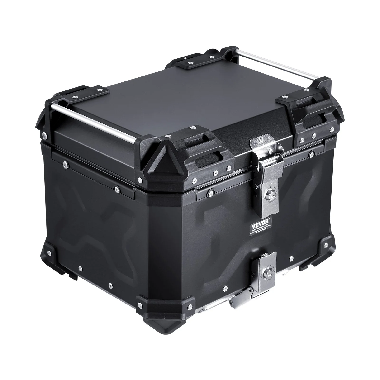 Motorcycle Top Case, Universal Aluminum Alloy Motorbike Tail Box with Leather Lining, 45L Waterproof Detachable Motorcycle Top Box with Lock & Back Cushion, Fit for 99% of Motorcycle Frames
