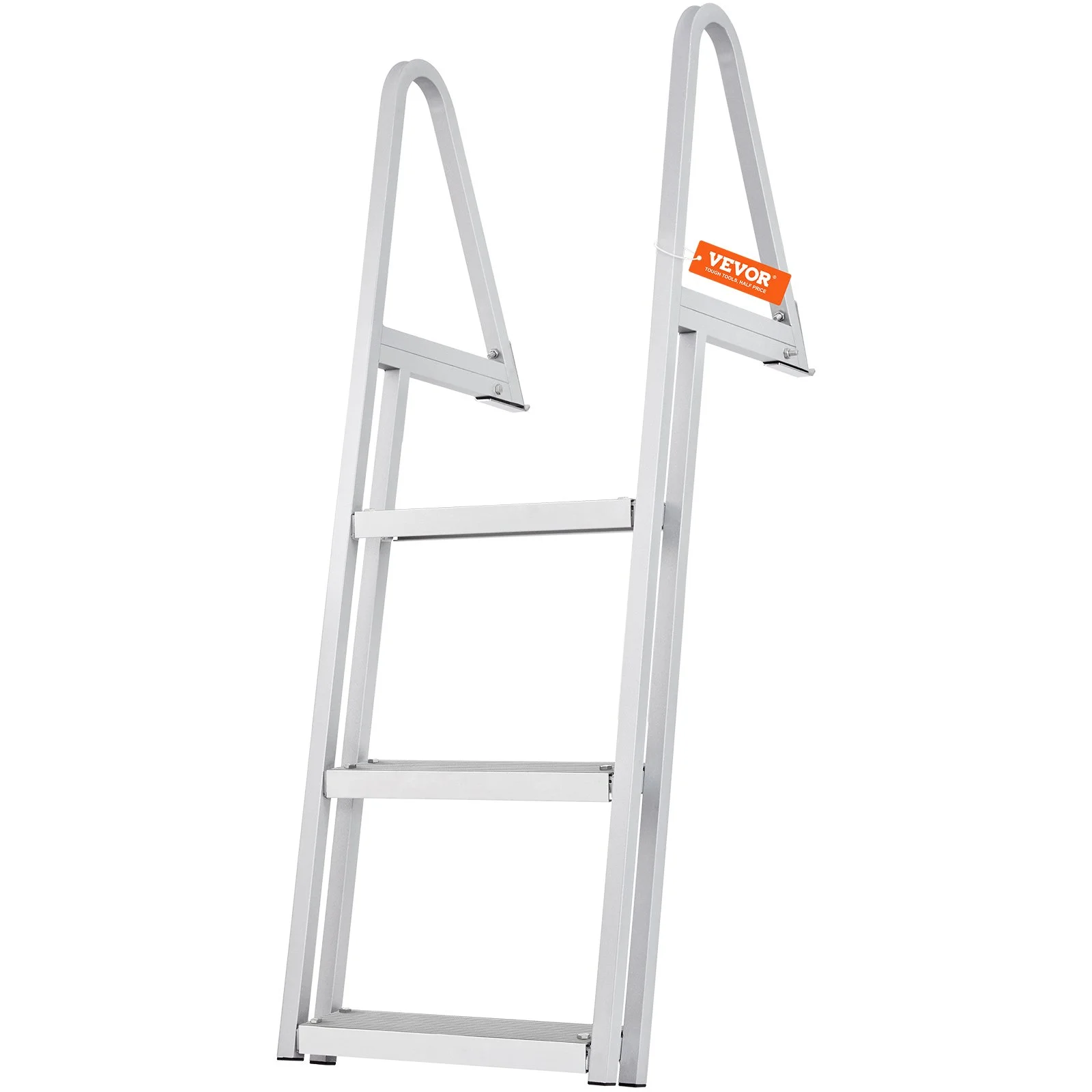 VEVOR Dock Ladder, Removable 3 Steps, 159 kg Load Capacity, Aluminum Alloy Pontoon Boat Ladder with 101.6 mm Wide Step & Nonslip Rubber Mat, Easy to Install for Ship/Lake/Pool/Marine Boarding