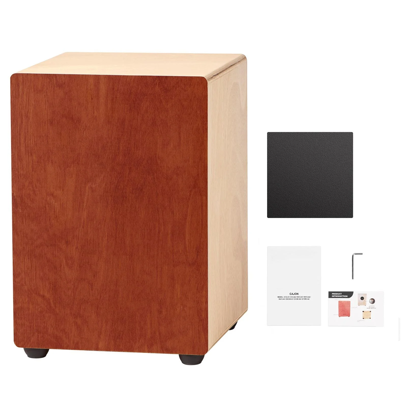 Cajon Box Drum, with Internal Guitar Strings, Lightweight Wooden Percussion Box, Portable Birch Wood Drum Musical Instrument with Silicone Feet, for Beginner & Professional, 305 x 305 x 430 mm