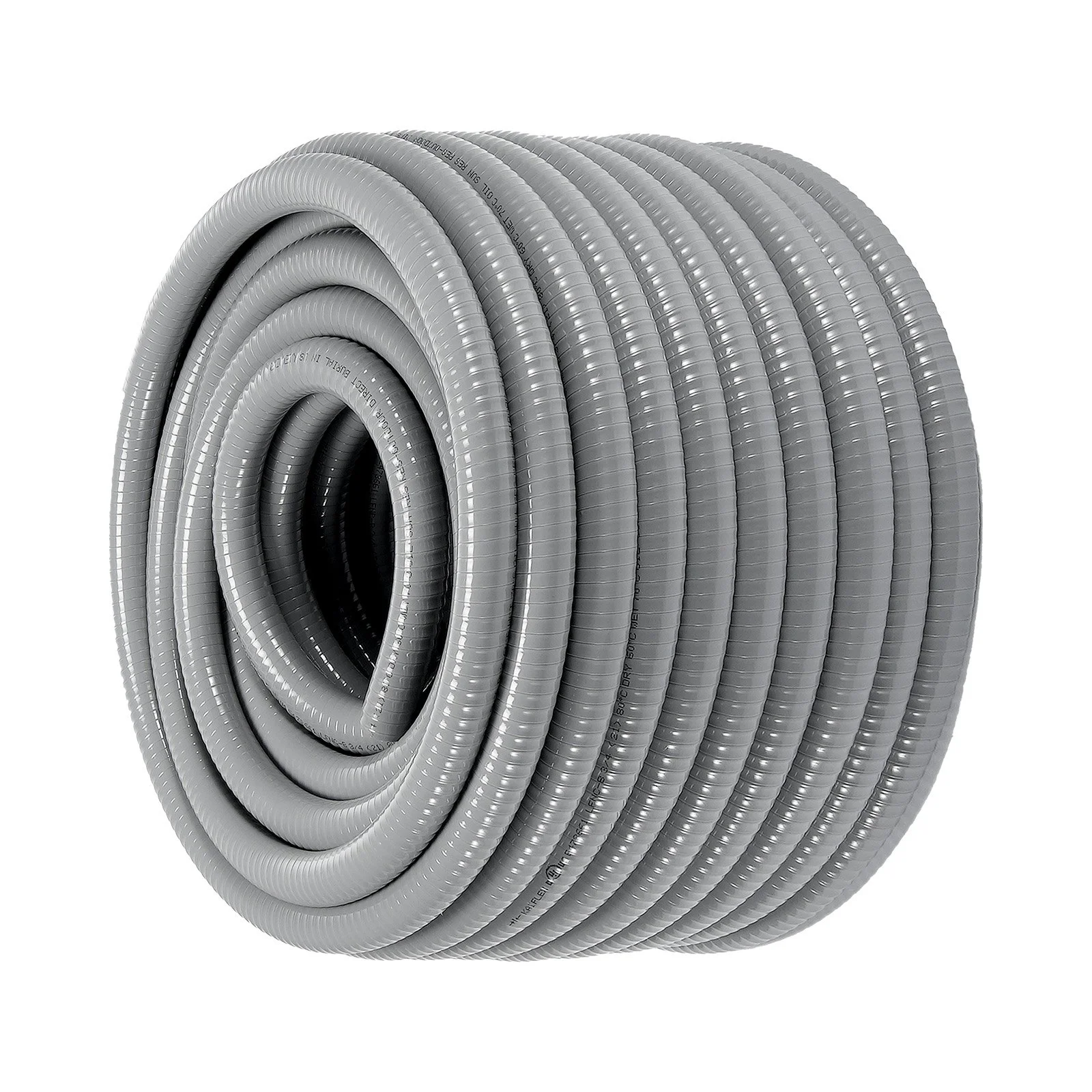VEVOR 19.1 mm Flexible Electrical Conduit, 30.5 m, PVC Liquid-Tight Conduit Non-Metallic with 5 Straight and 5 90-Degree Conduit Connector Fittings, for Air Conditioning Motor Controller Pump, IP65