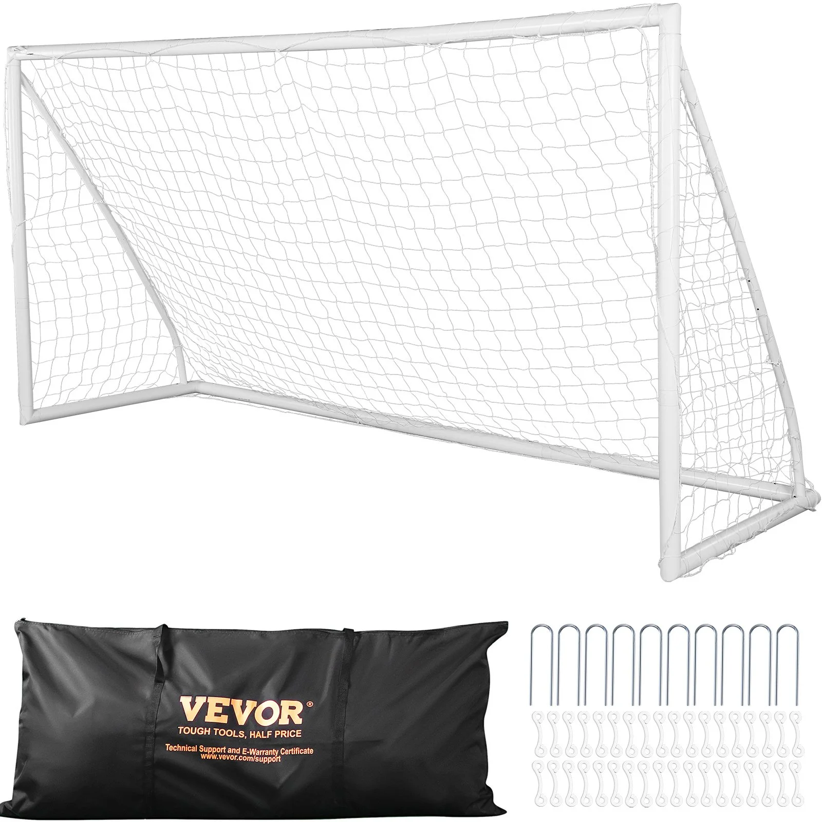 VEVOR Portable Soccer Goal, 3.7x1.8M Soccer Net, Adults Kids Backyard Soccer Net, Large Practice Soccer Net, Youth Training Soccer Goal Set, All-Weather Outdoor Soccer Goals with Carry Bag, 1 Pack