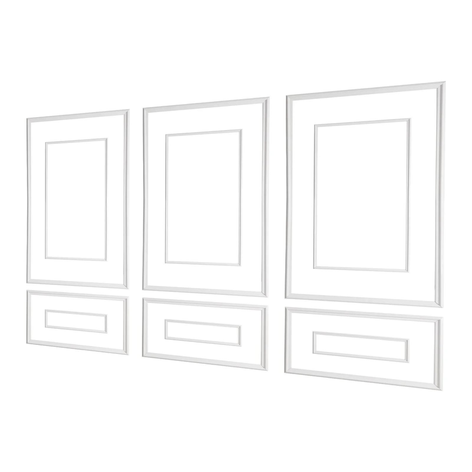 Wall Molding 3 Pack, Wainscoting Panels Kit with Dual-Line Wide & Narrow Profile, Lightweight Paintable Polystyrene, Easy to Install Accent Wall Trim for Interior Living Room, Bedroom,White