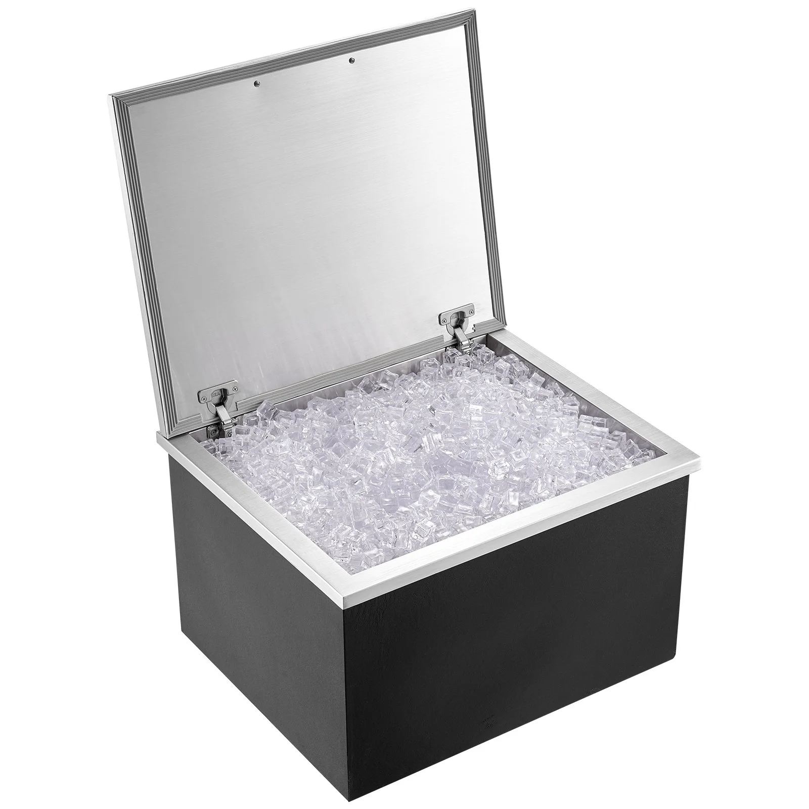 VEVOR Drop in Ice Chest, 28"L x 16"W x 17"H Stainless Steel Ice Cooler, Commercial Ice Bin with Hinged Cover, 40 qt Outdoor Kitchen Ice Bar, Drain-pipe and Drain Plug Included, for Cold Wine Beer
