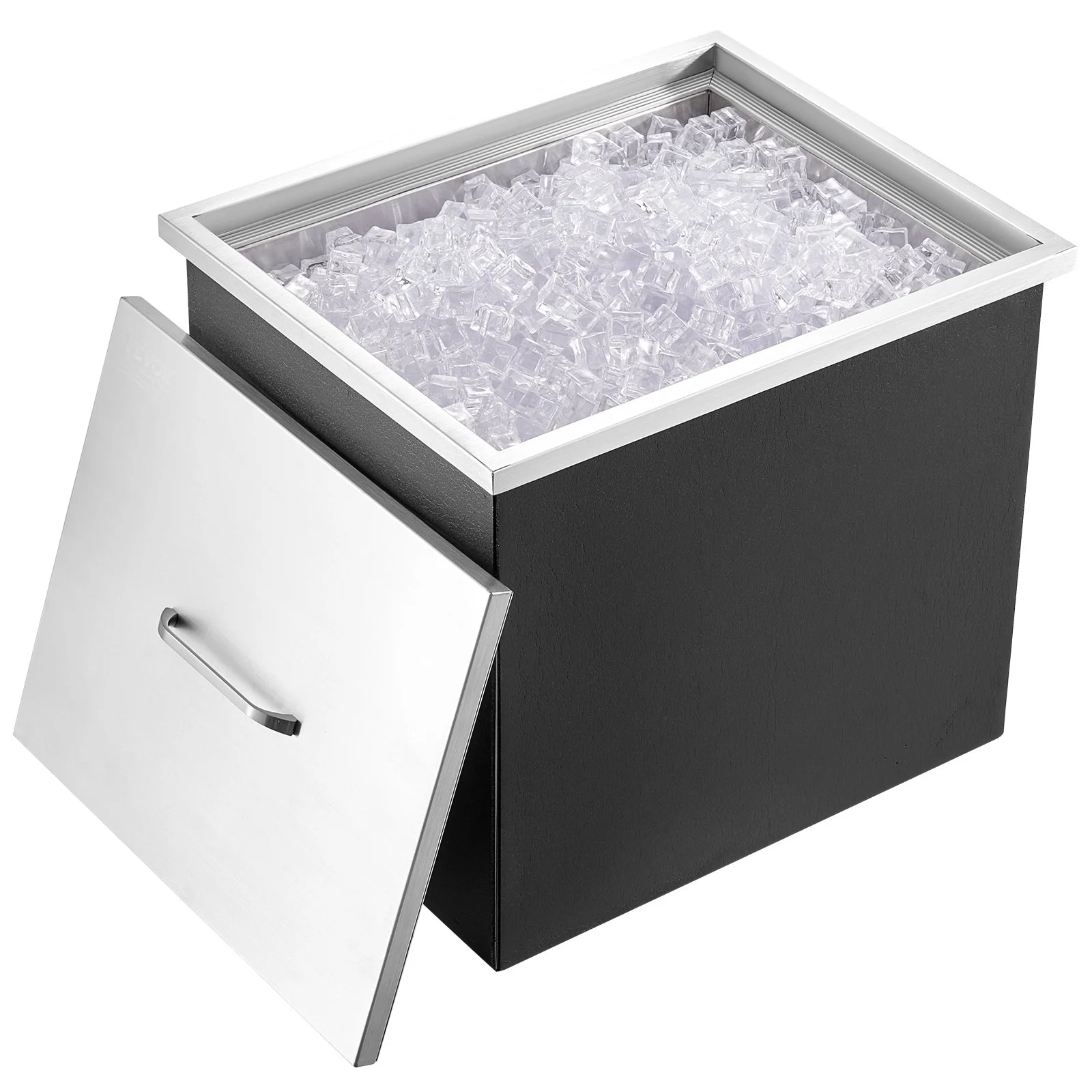 VEVOR Drop in Ice Chest, 21"L x 17"W x 18"H Stainless Steel Ice Cooler, Commercial Ice Bin with Cover, 40 qt Outdoor Kitchen Ice Bar, Drain-pipe and Drain Plug Included, for Cold Wine Beer