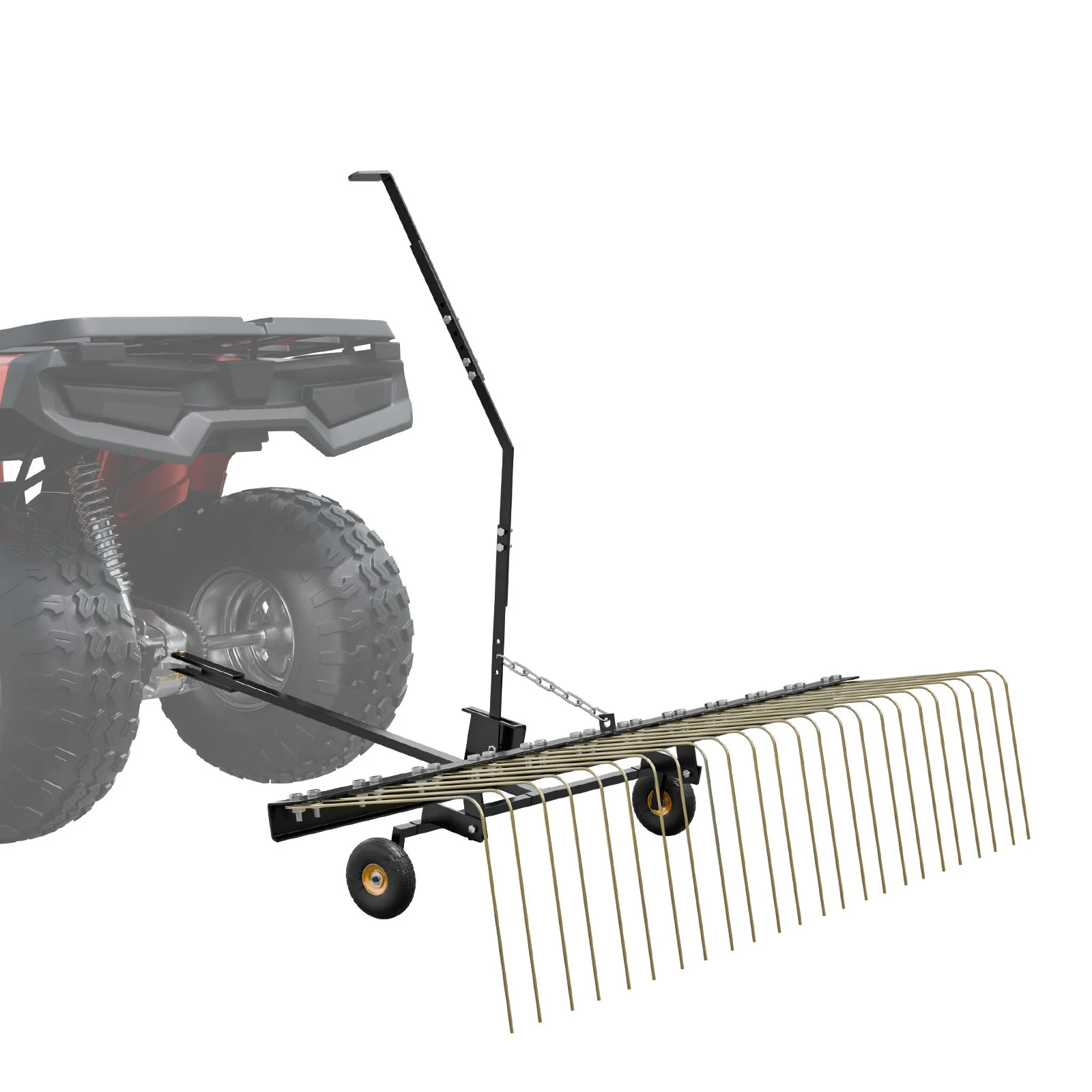VEVOR Tow Behind Dethatcher, 1.5m Tow Dethatcher with 24 Steel Tines, Lawn Dethatcher Rake for ATV or Mower, Tow Behind Lawn Rake with Lift Handle for Leaves, Pine Needles, and Grass