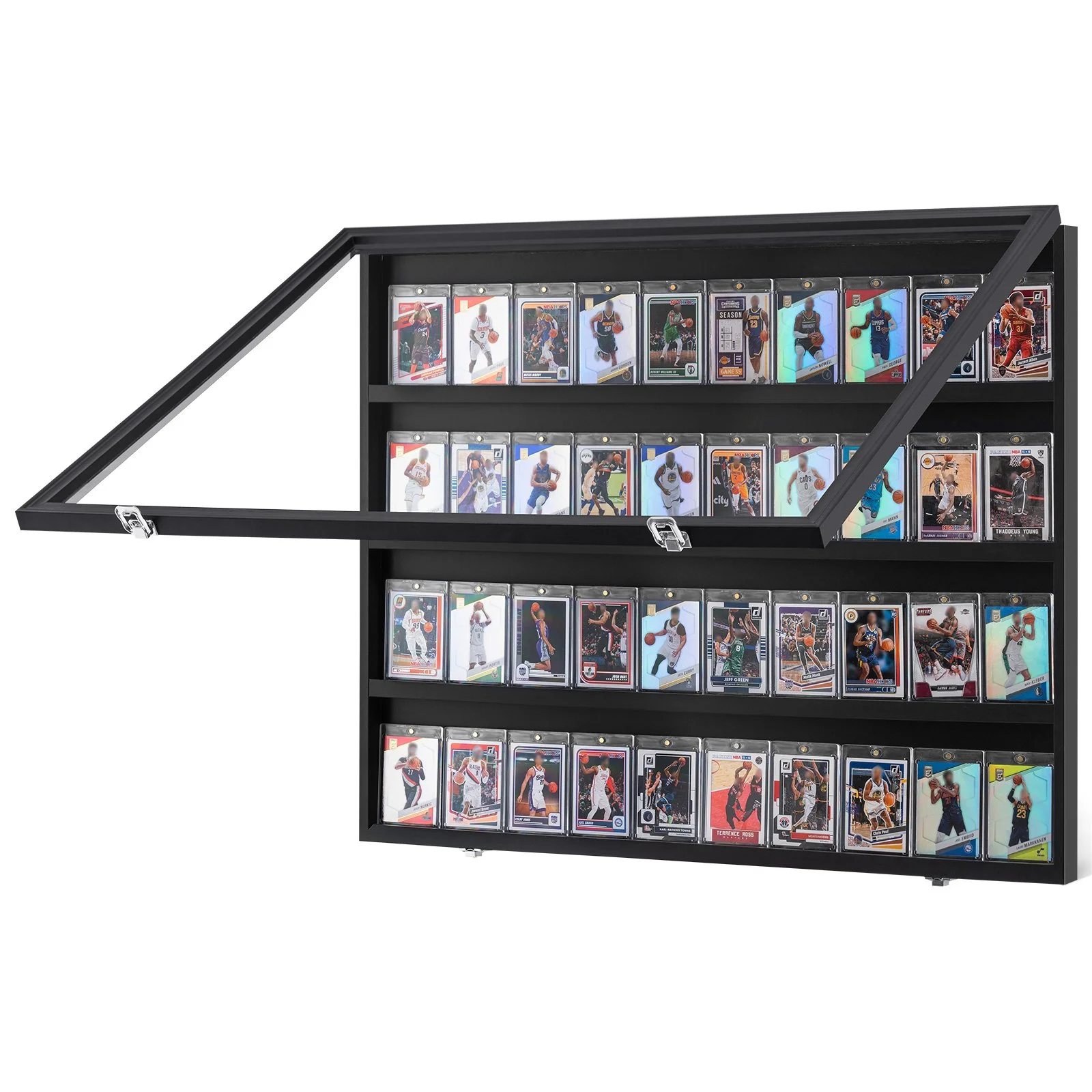 36 Graded Sports Card Display Case, 775 x 617 x 55 mm, Baseball Card Display Frame with 98% UV Protection Clear View PC Glass, Lockable Wall Cabinet for Football Basketball Hockey Trading Card