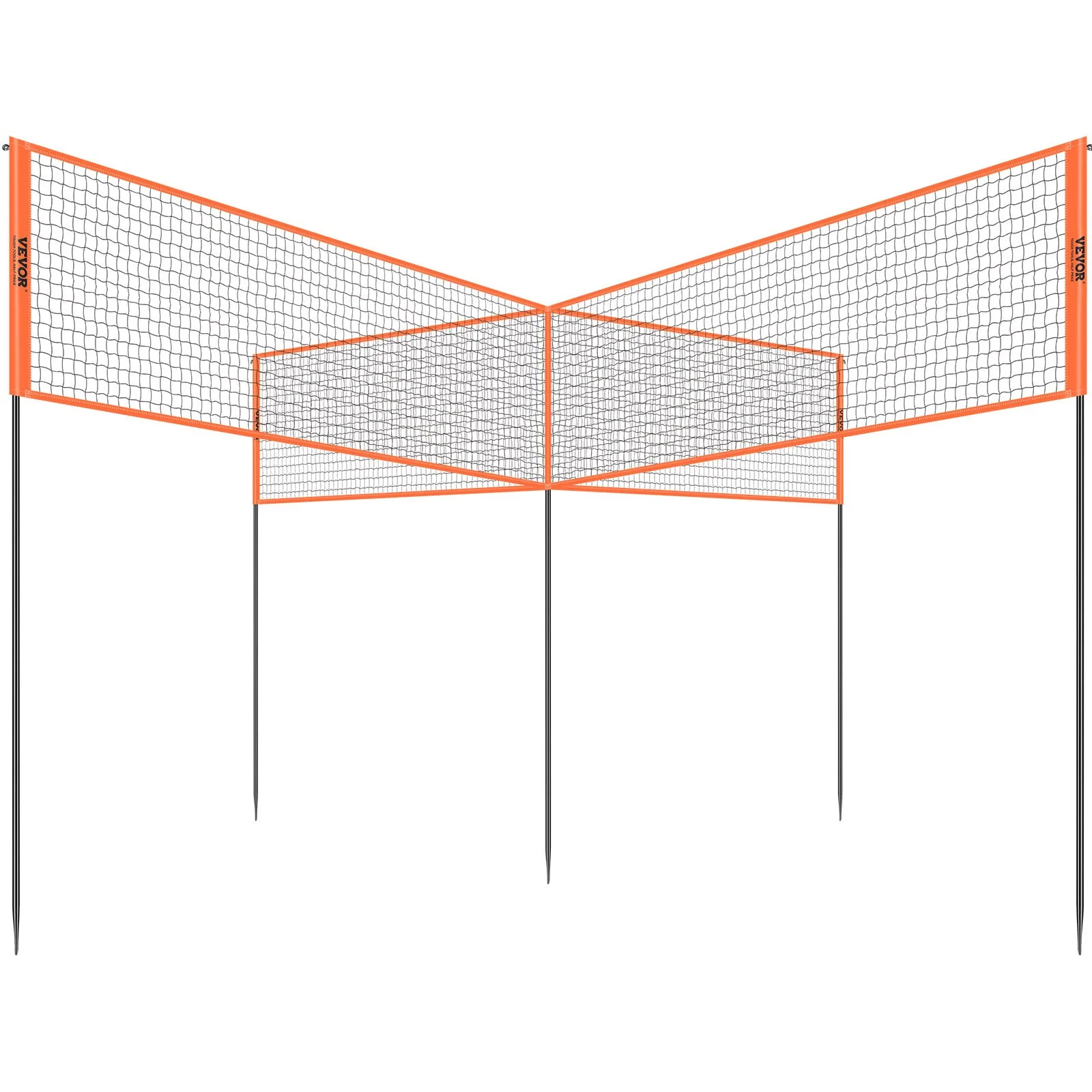 VEVOR 4-Way Volleyball Net, Adjustable Height Badminton Net Set for Backyard Beach Lawn, Outdoor Portable Volleyball Net with Carrying Bag, 4 Square Quick Assemble Game Set For Kids And Adults