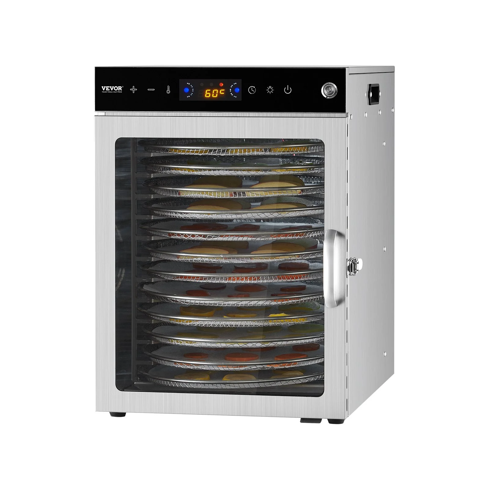 VEVOR 12 Trays Rotary Food Dehydrator Machine Stainless Steel 800W Fruit Drying