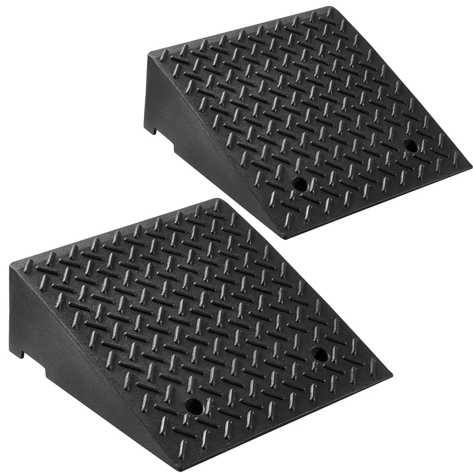 Driveway Curb Ramp, 3.175 Tons Load Capacity, 17.8 cm Rise Height Heavy Duty Curbside Bridge Ramp with Drainage Tank for Wheelchairs, Strollers, Motorcycles, Cars, Lawn Mowers & Trailers, 2 Pack