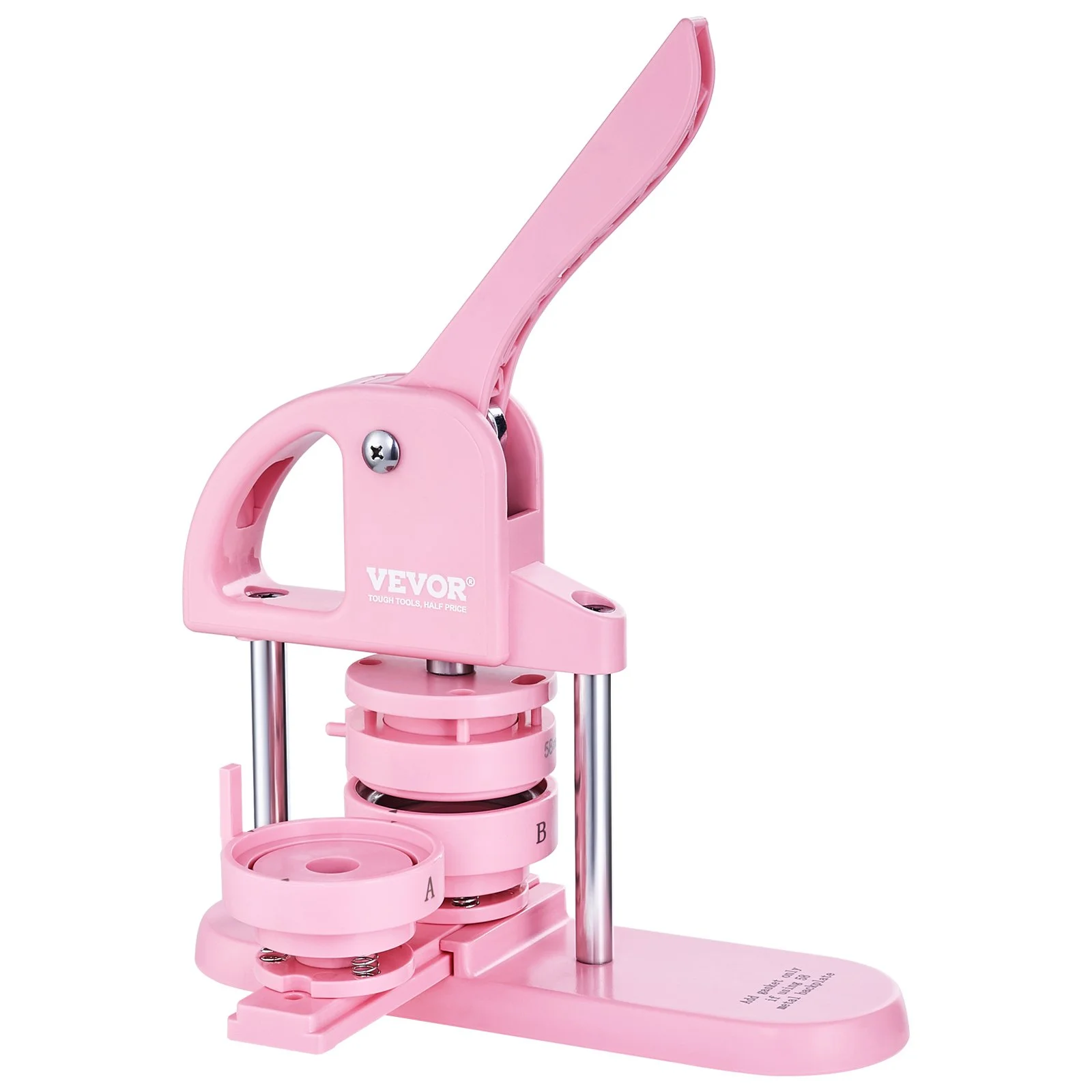 VEVOR Button Maker, 1/1.25/2.28 inch(25/32/58mm) 3-IN-1 Pin Maker, 300pcs Button Parts, Button Maker Machine with Panda Magic Book, Ergonomic Arc Handle Punch Press Kit, For Children DIY Gifts, Pink