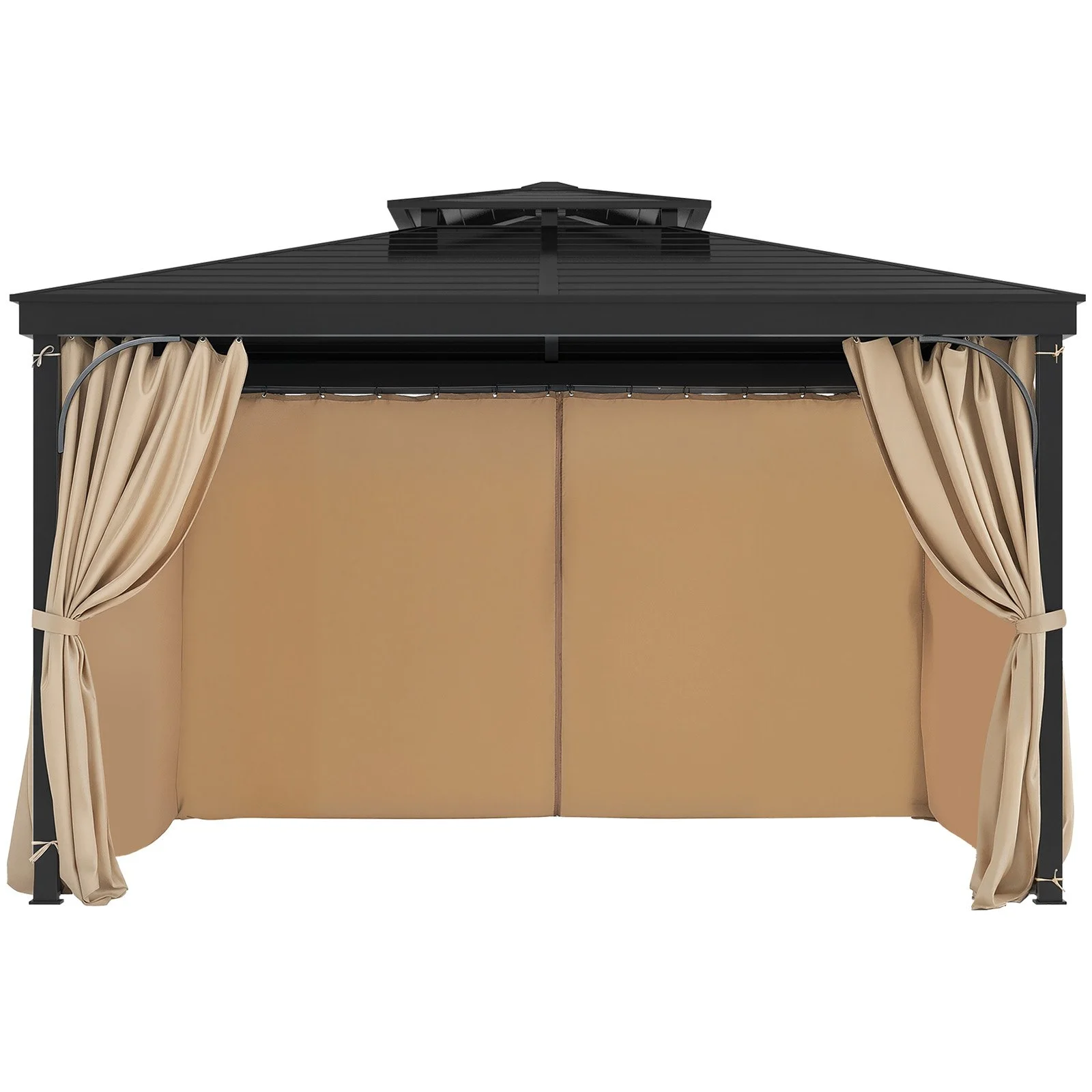 VEVOR Gazebo Curtains Outdoor, 12' x 10' x 7.3' Gazebos, 4-Panel Sidewall Gazebo Privacy Curtains with Zippers, Outdoor Curtain Replacement for Patio Canopy, Only Curtain, Khaki