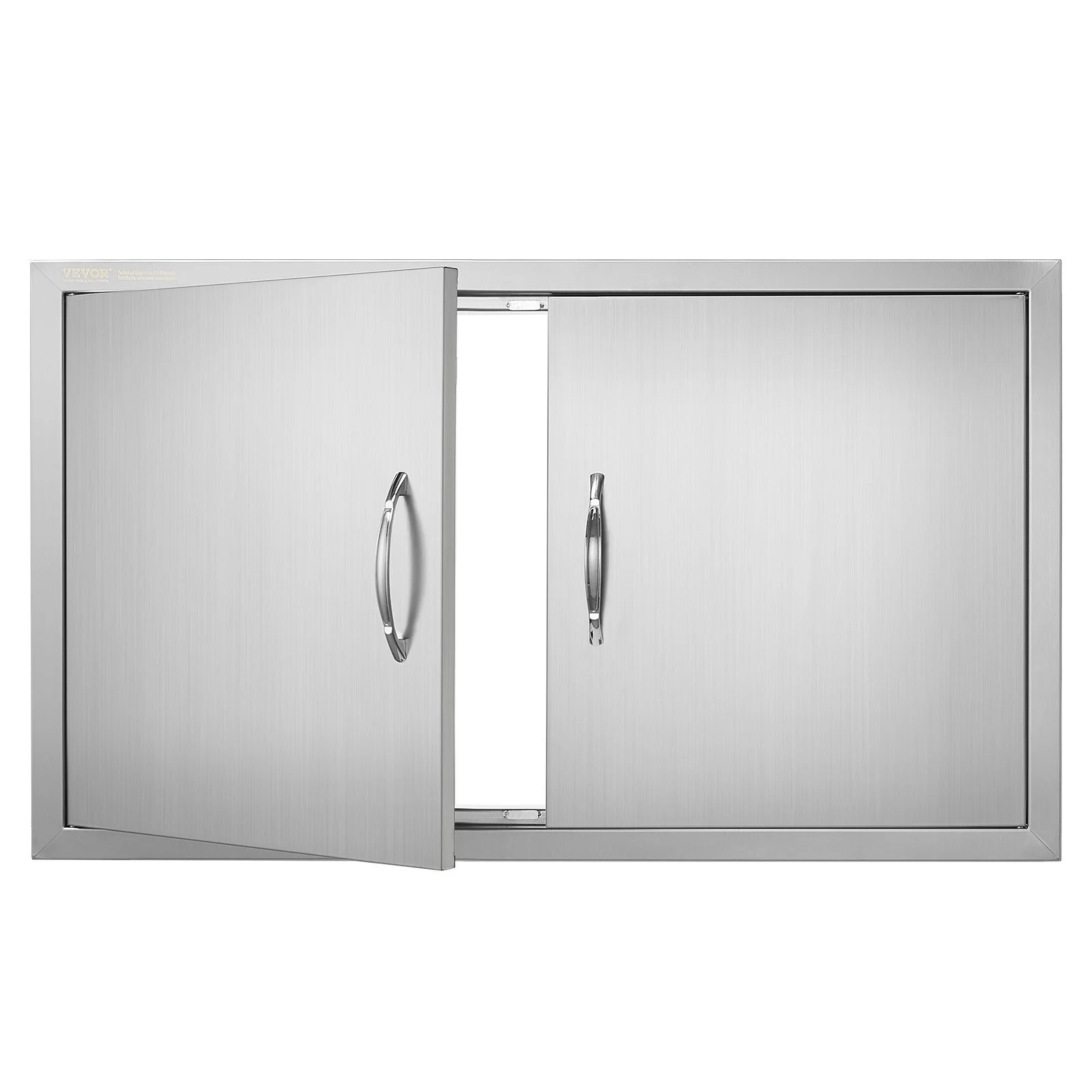 BBQ Access Door, 915x533 mm Double Outdoor Kitchen Door, Stainless Steel Flush Mount Door, Wall Vertical Door with Handles, for BBQ Island, Grilling Station, Outside Cabinet