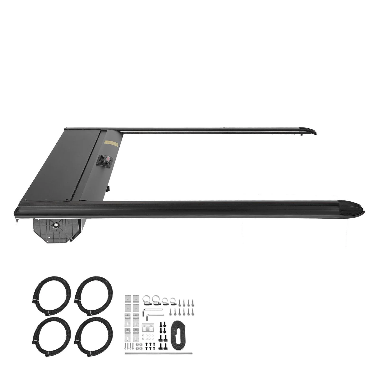 Retractable Tonneau Cover, 5.5 ft Hard Retractable Tonneau Cover with Built-in Drainage Pipe for 2021-2024 Ford F-150 Crew Cab , Customized Hard Tonneau Cover with Double-Lock & T-Slot